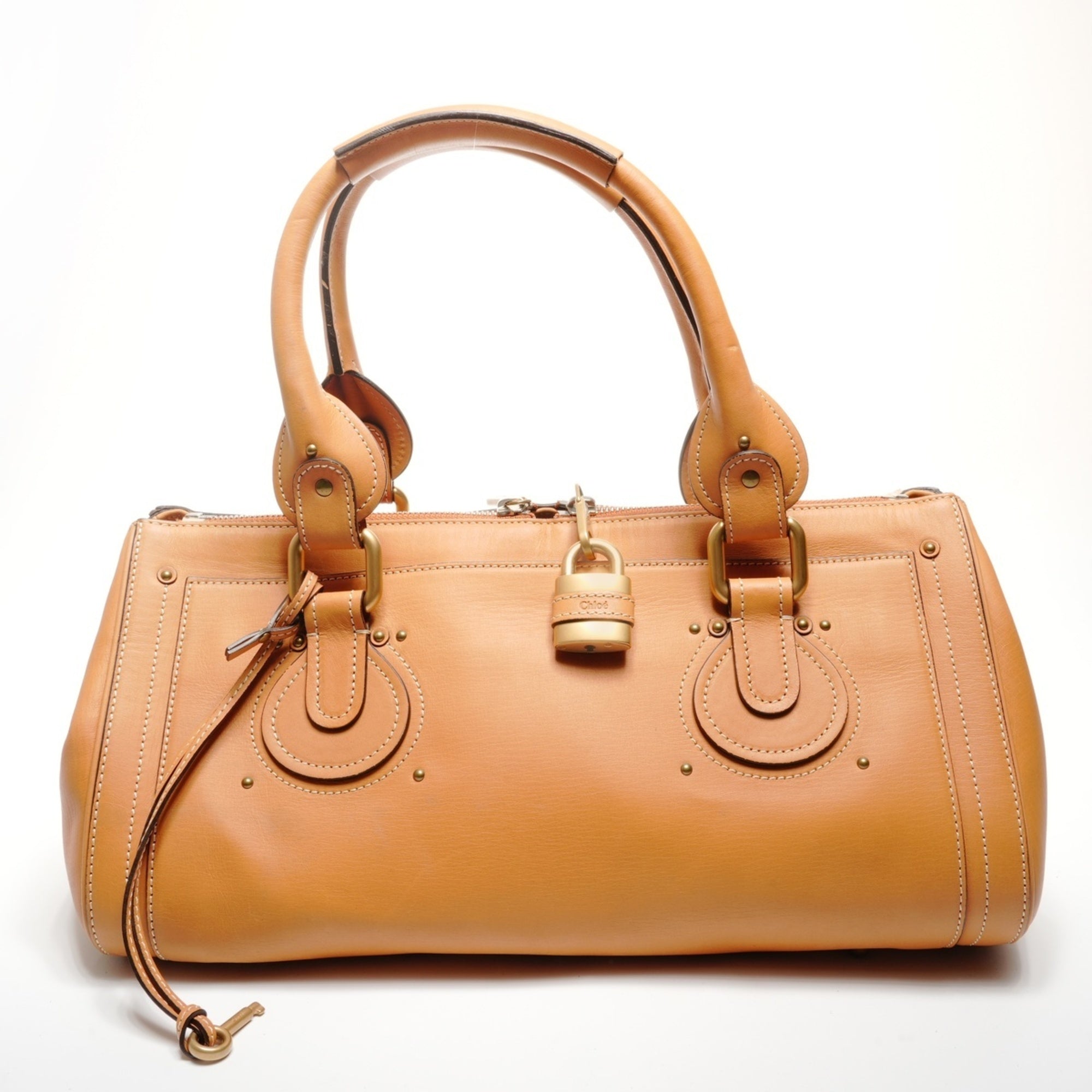 Chloé Paddington Brown Leather Boston Bag Handbag (Pre-Owned)