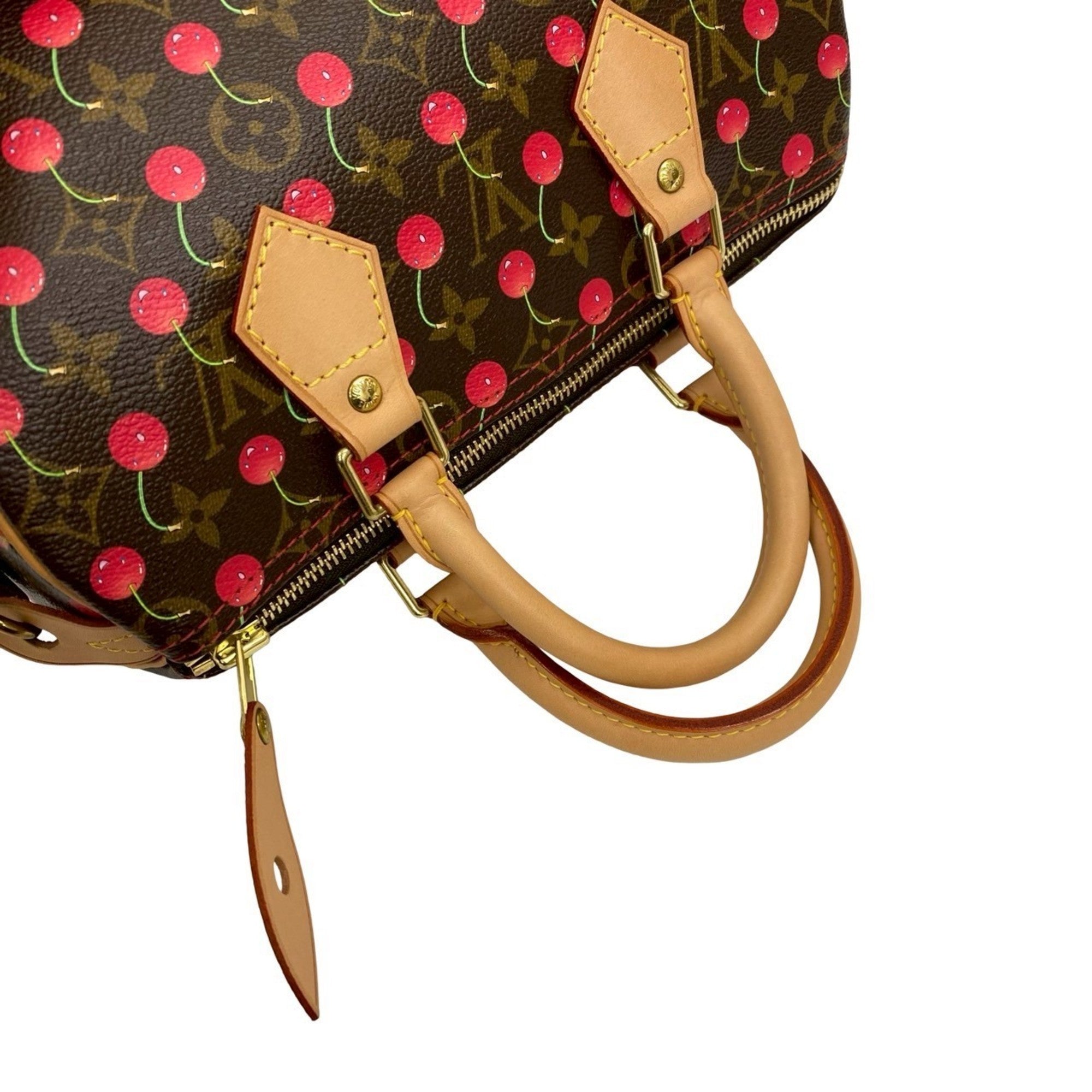 Louis Vuitton Brown Red Color Leather Pvc Boston Bag Handbag