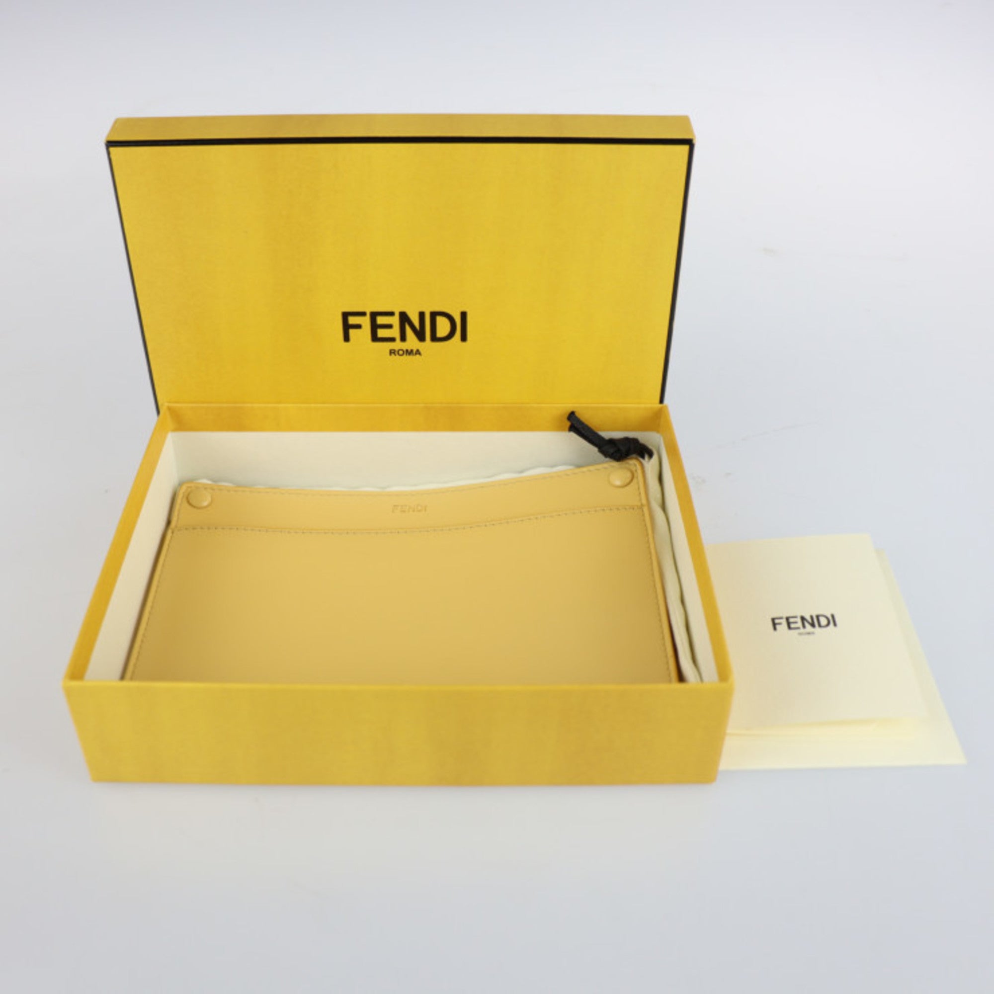 Fendi Cream Yellow Leather Pouch