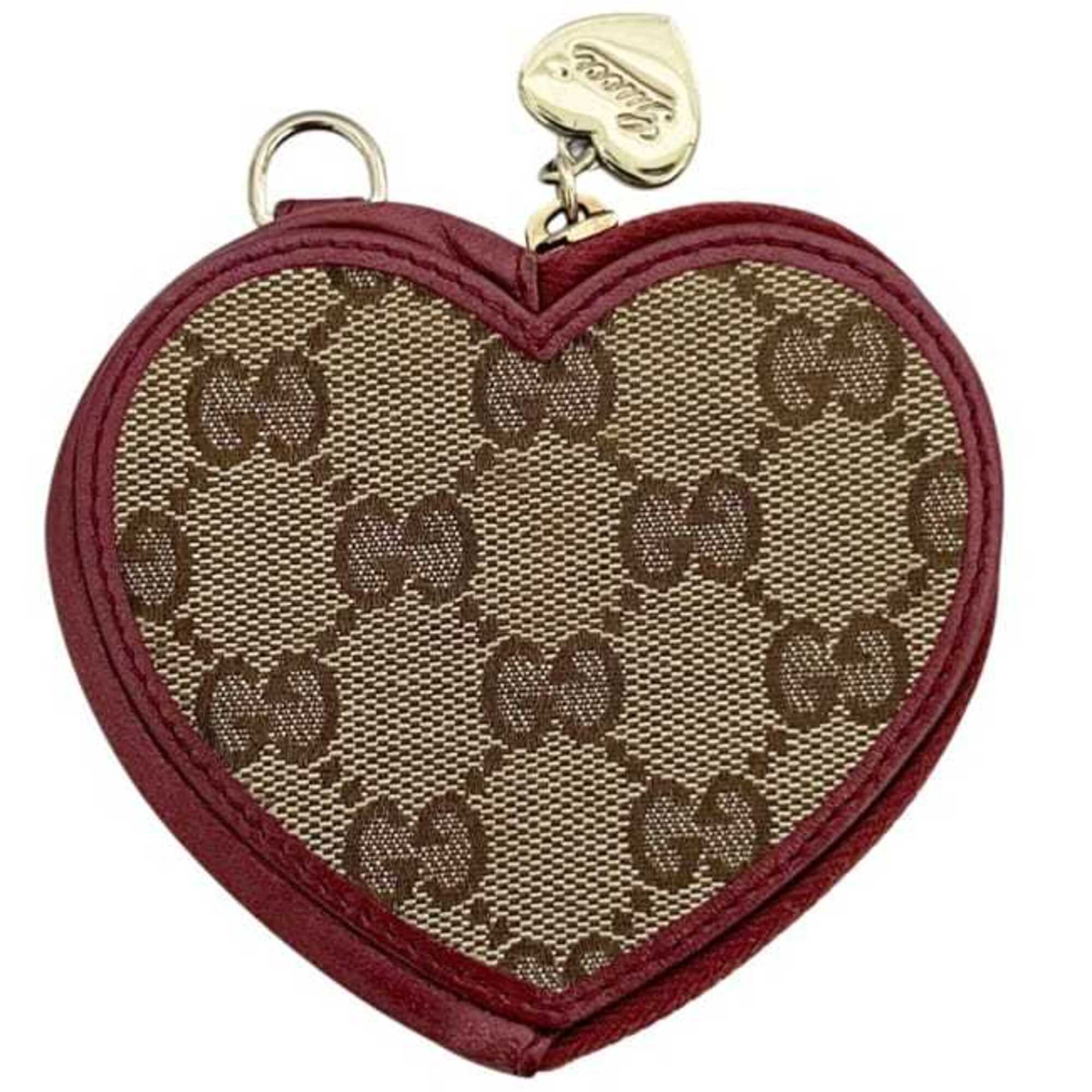Gucci Beige Bordeaux Gg Canvas Leather Coin Purse/Coin Case (Pre-Owned)