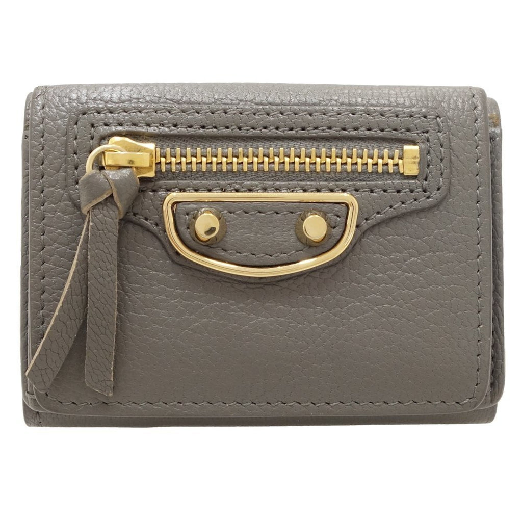 Balenciaga Gray Leather Wallet (Tri-Fold)