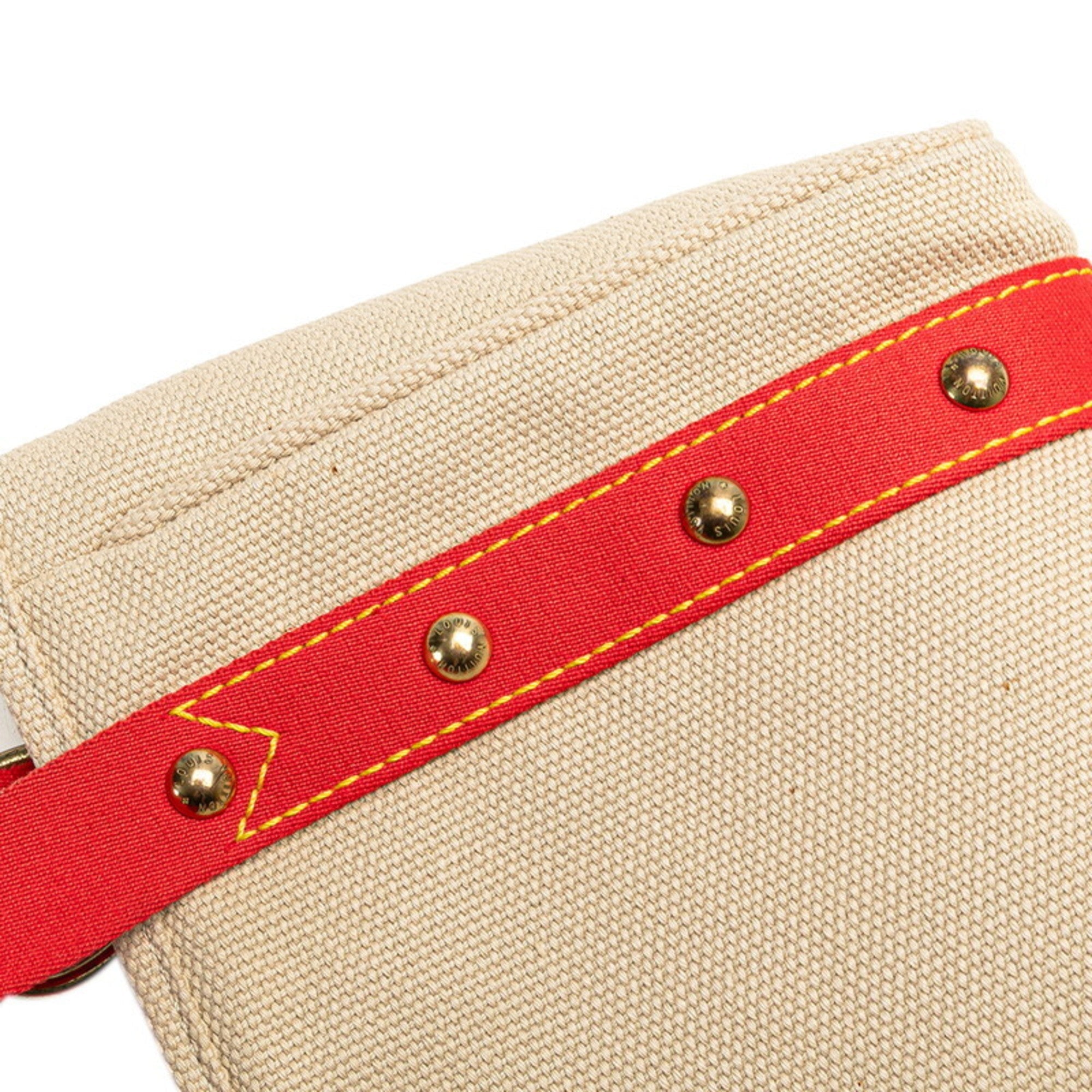 Louis Vuitton Antigua Beige Red Color Canvas Handbag