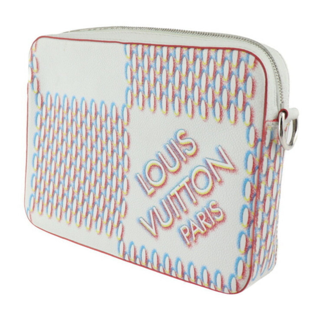 Louis Vuitton Blanc Multi-Color White Leather Pouch Shoulder Bag