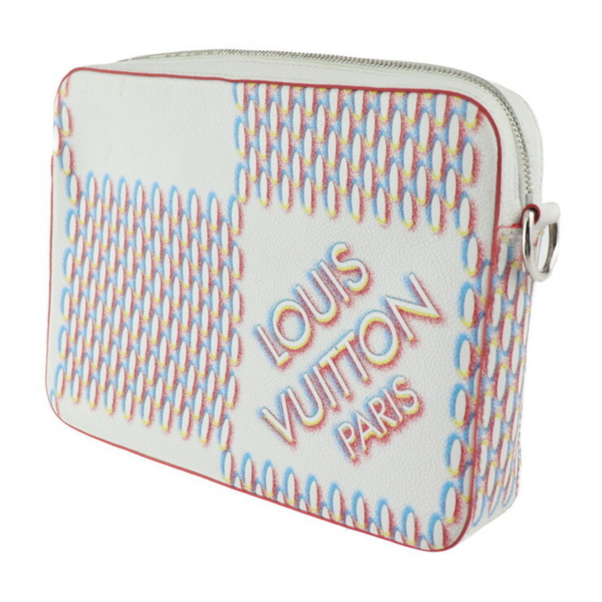 Louis Vuitton Blanc Multi-Color White Leather Pouch Shoulder Bag
