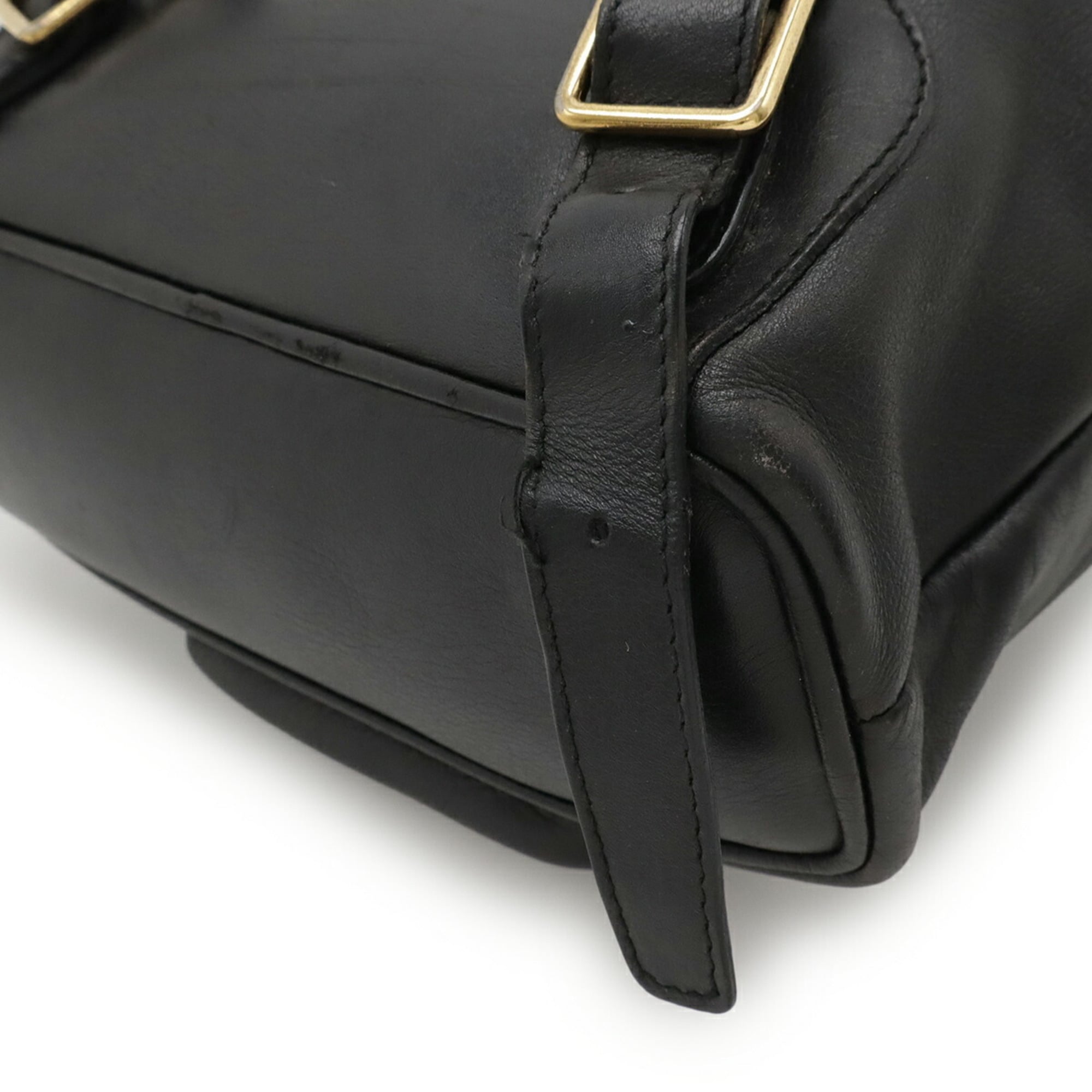 Gucci Black Bamboo Leather Backpack Shoulder Bag (Pre-Owned)
