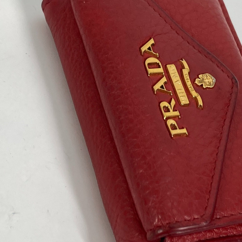 Prada Red Leather Wallet (Tri-Fold)