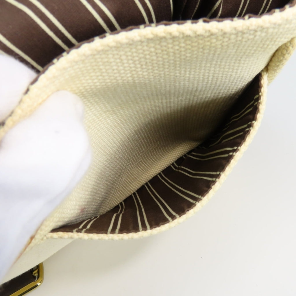 Louis Vuitton Brown Ecru Ivory Canvas Shoulder Bag