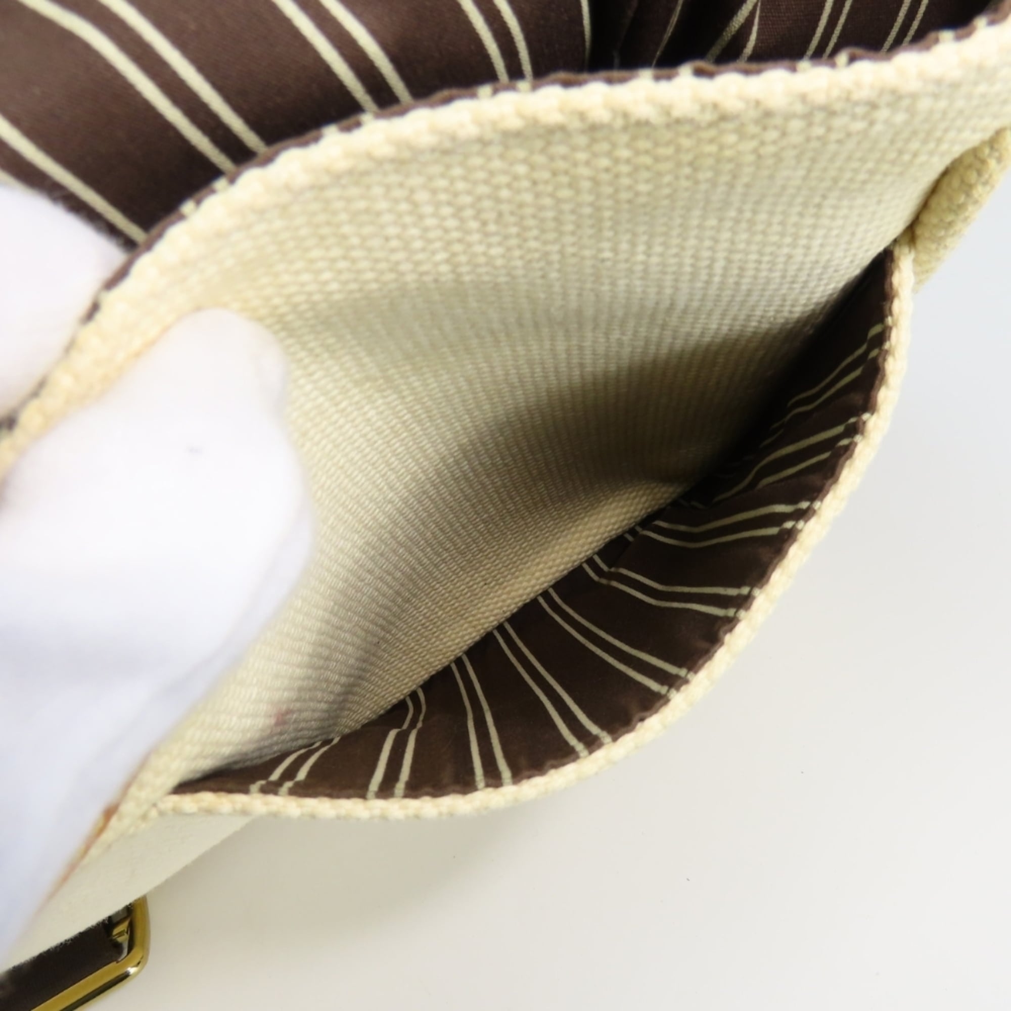 Louis Vuitton Brown Ecru Ivory Canvas Shoulder Bag