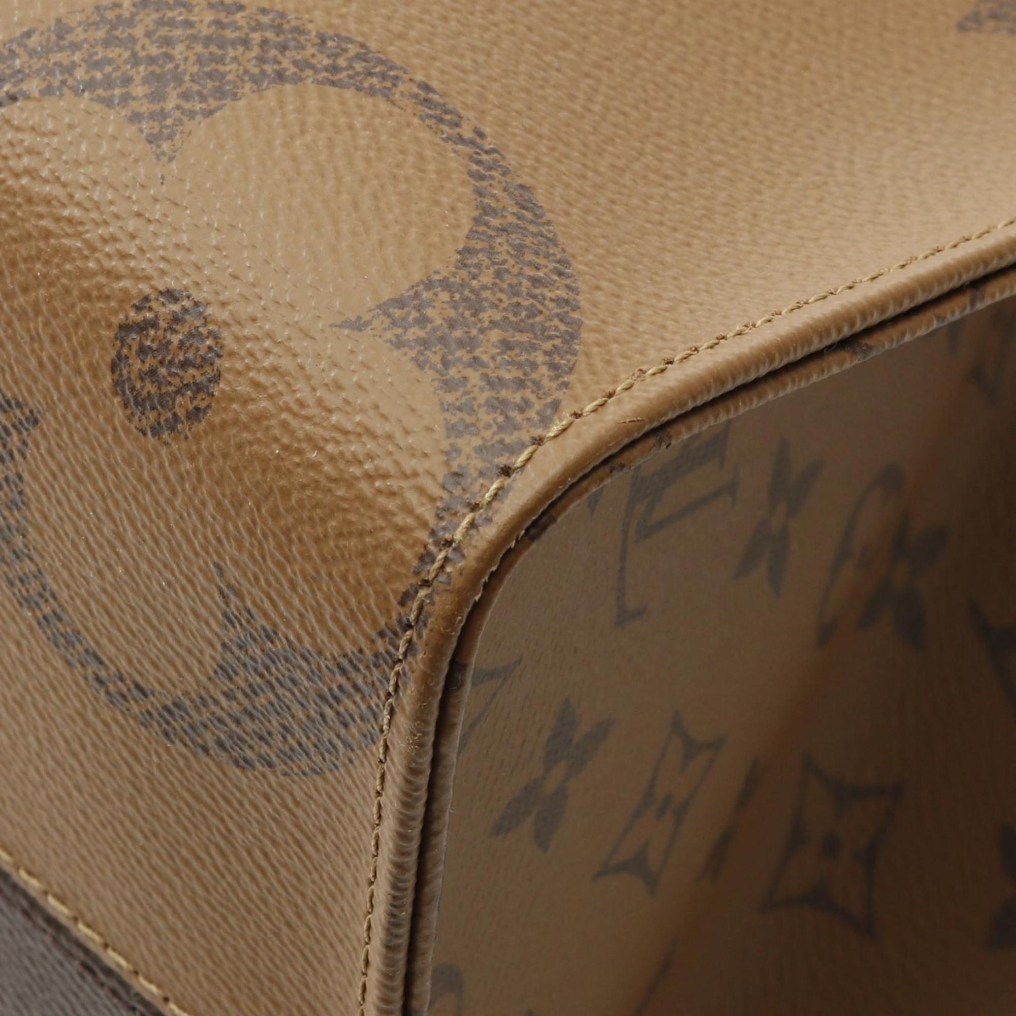 Louis Vuitton Beige Brown Coated Canvas Tote Bag