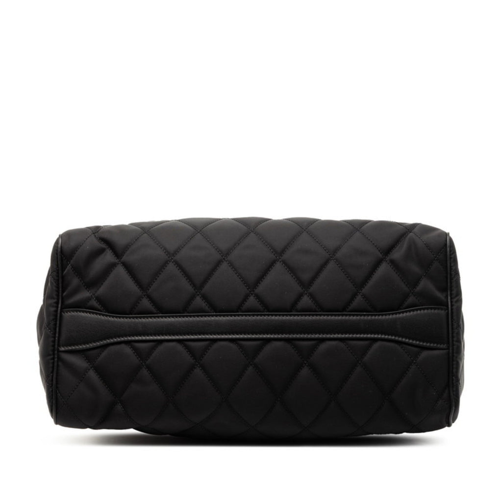 Prada Black Nylon Leather Handbag Shoulder Bag