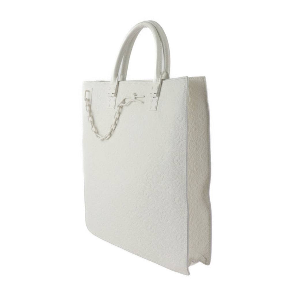 Louis Vuitton White Leather Handbag Shoulder Bag Tote Bag