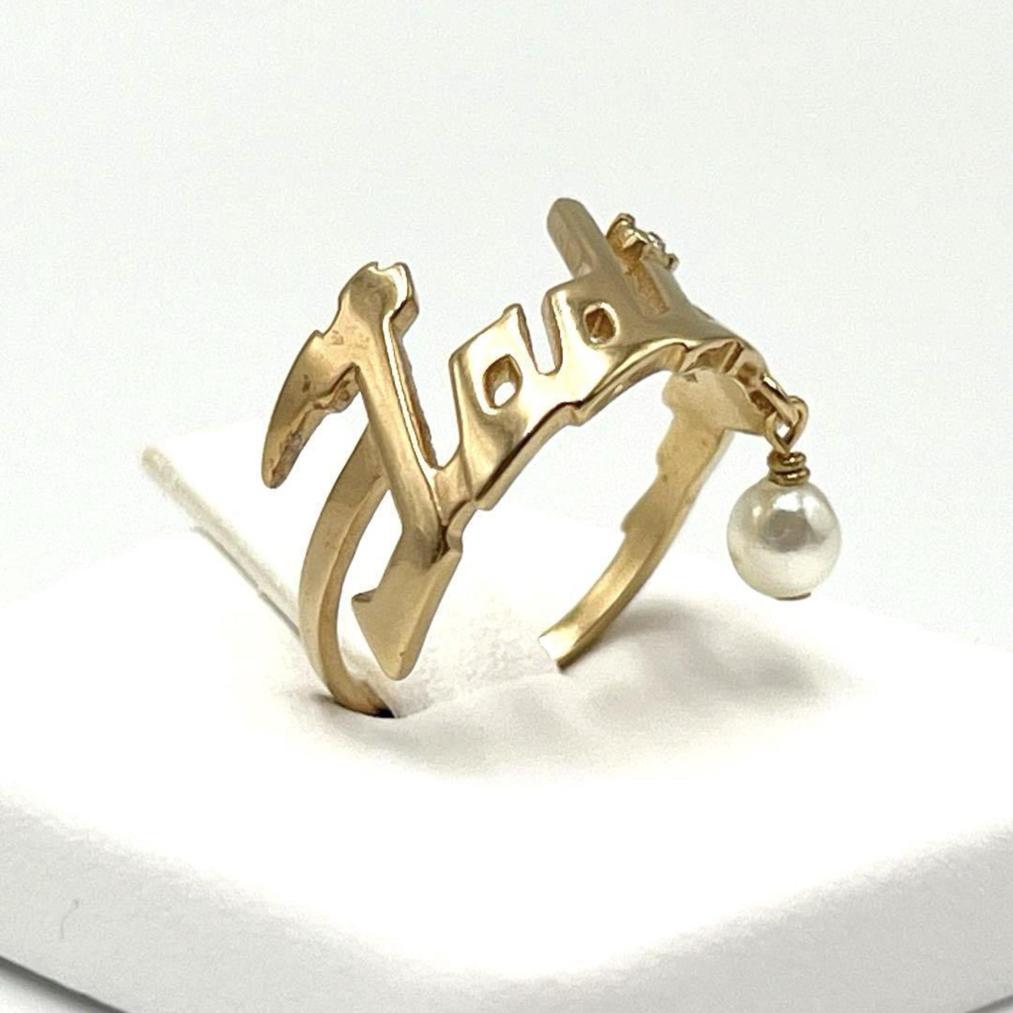 Christian Dior Metal Rhinestone Band Ring (Pre-Owned)