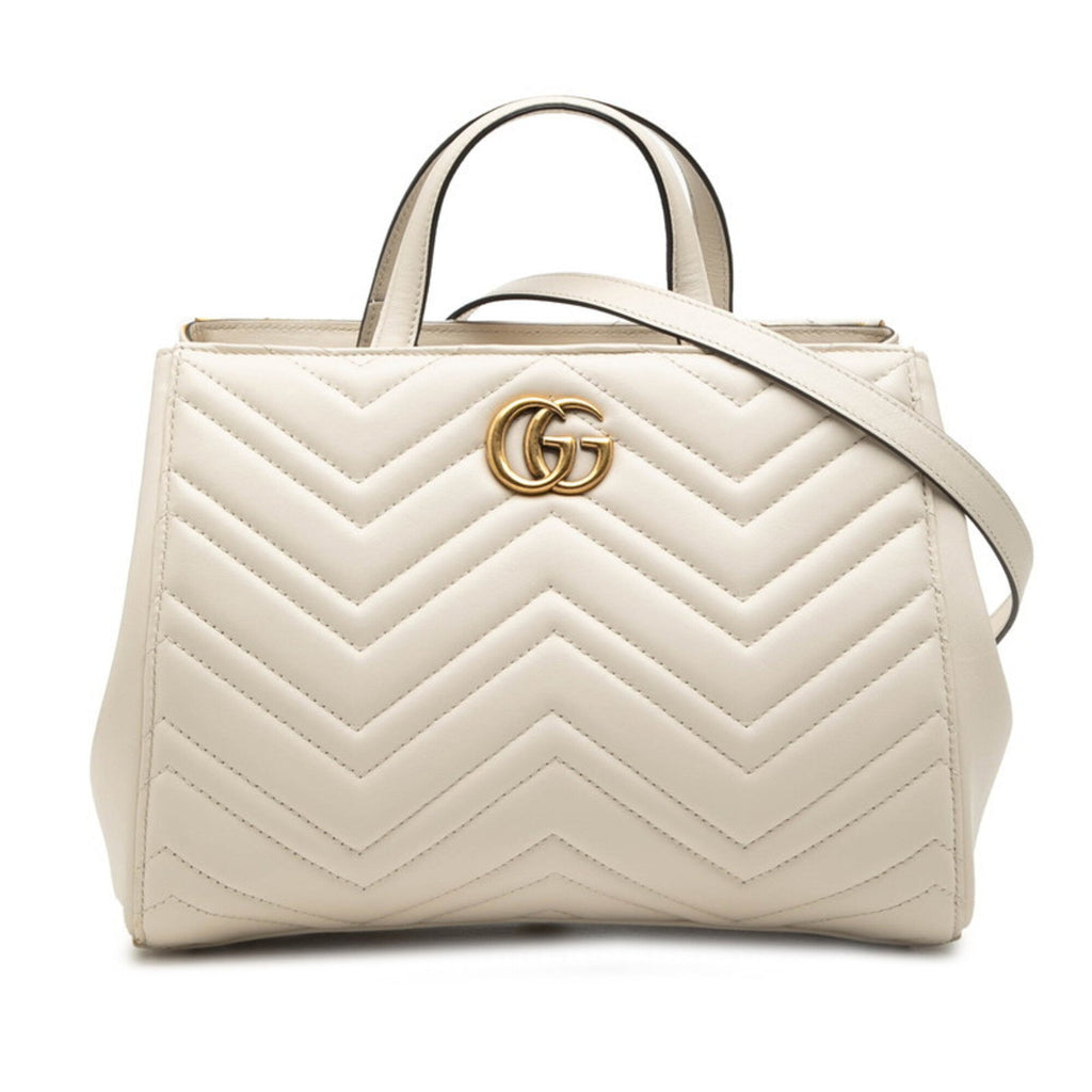 Gucci White Leather Handbag Shoulder Bag (Pre-Owned)