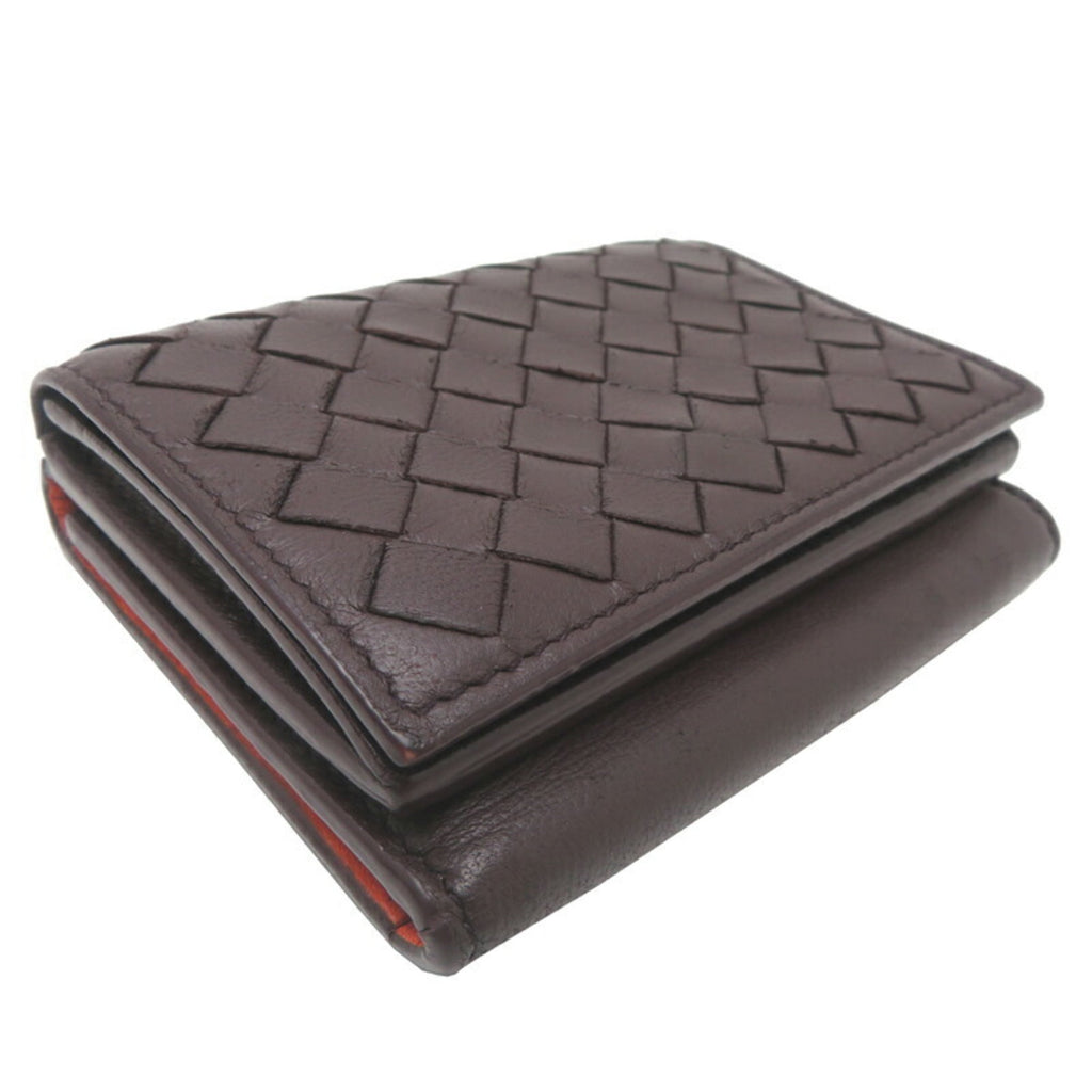 Bottega Veneta Bordeaux Brown Brown Leather Wallet (Tri-Fold)