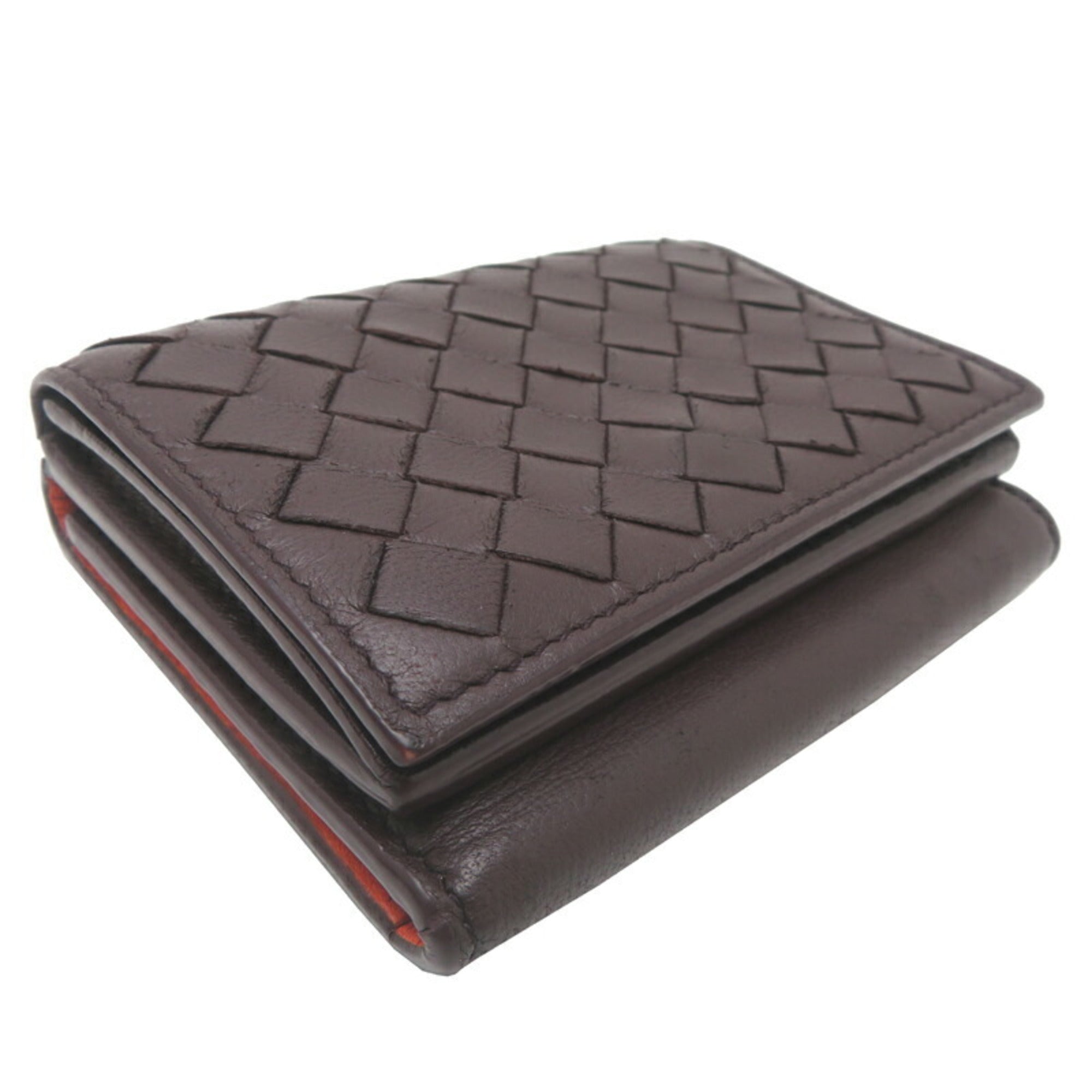 Bottega Veneta Bordeaux Brown Brown Leather Wallet (Tri-Fold)