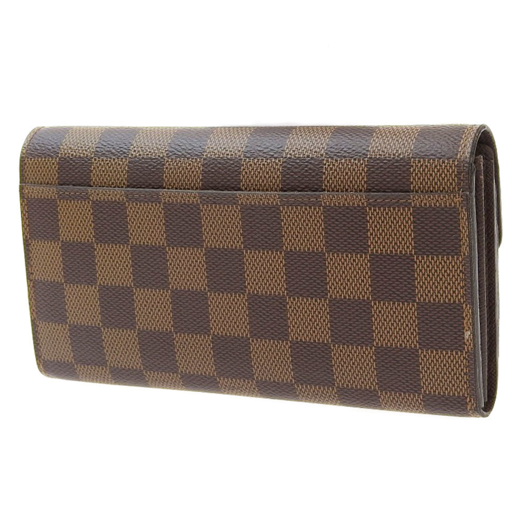 Louis Vuitton Damier Portefeuille Sarah long wallet with hook Ebene N63209