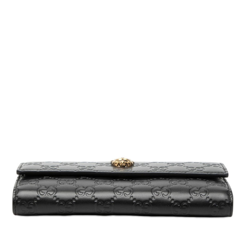 Gucci Guccissima Black Leather Long Wallet (Bi-Fold) (Pre-Owned)