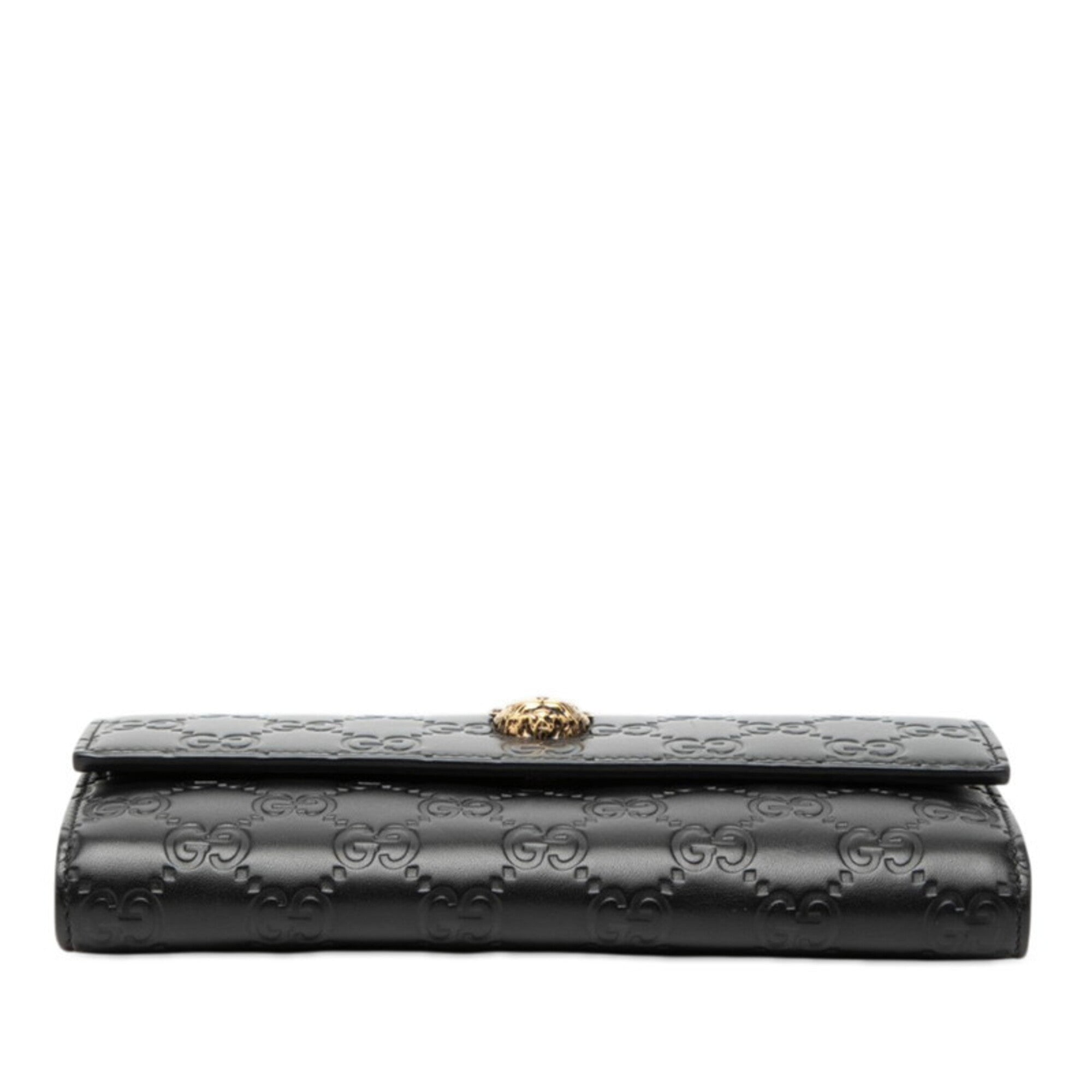 Gucci Guccissima Black Leather Long Wallet (Bi-Fold) (Pre-Owned)