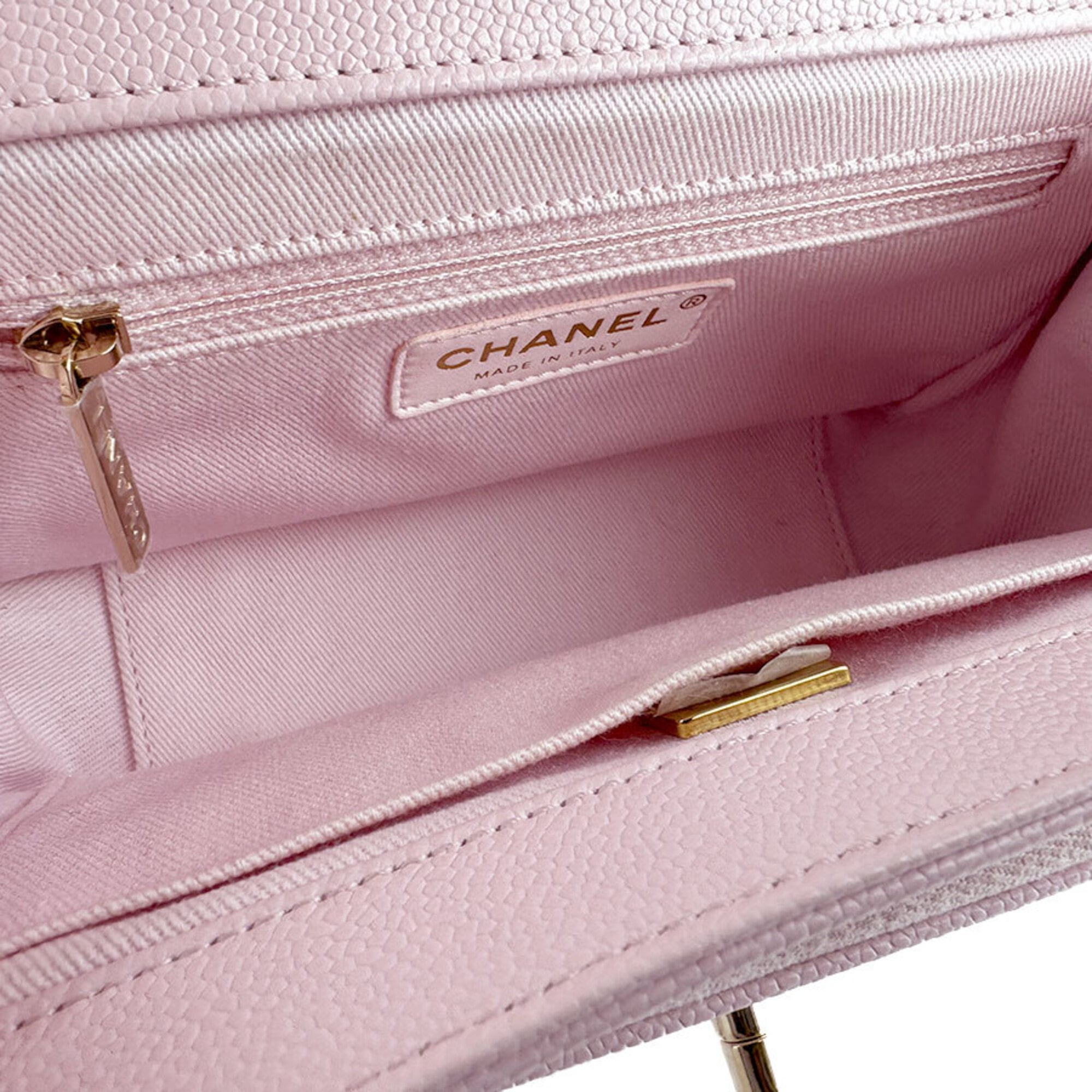 Chanel Light Pink Grained Calfskin Handbag Shoulder Bag