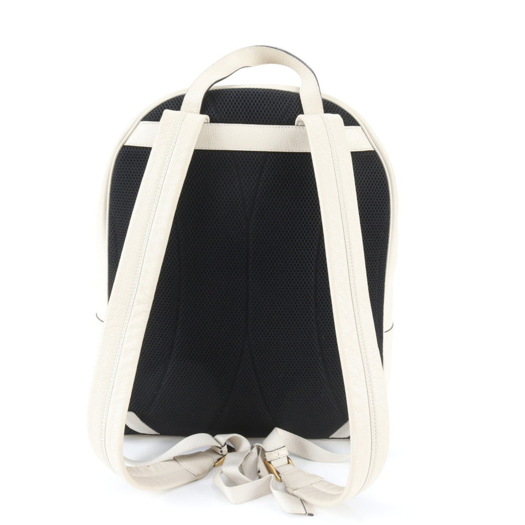 Gucci Black White Leather Backpack Shoulder Bag (Pre-Owned)