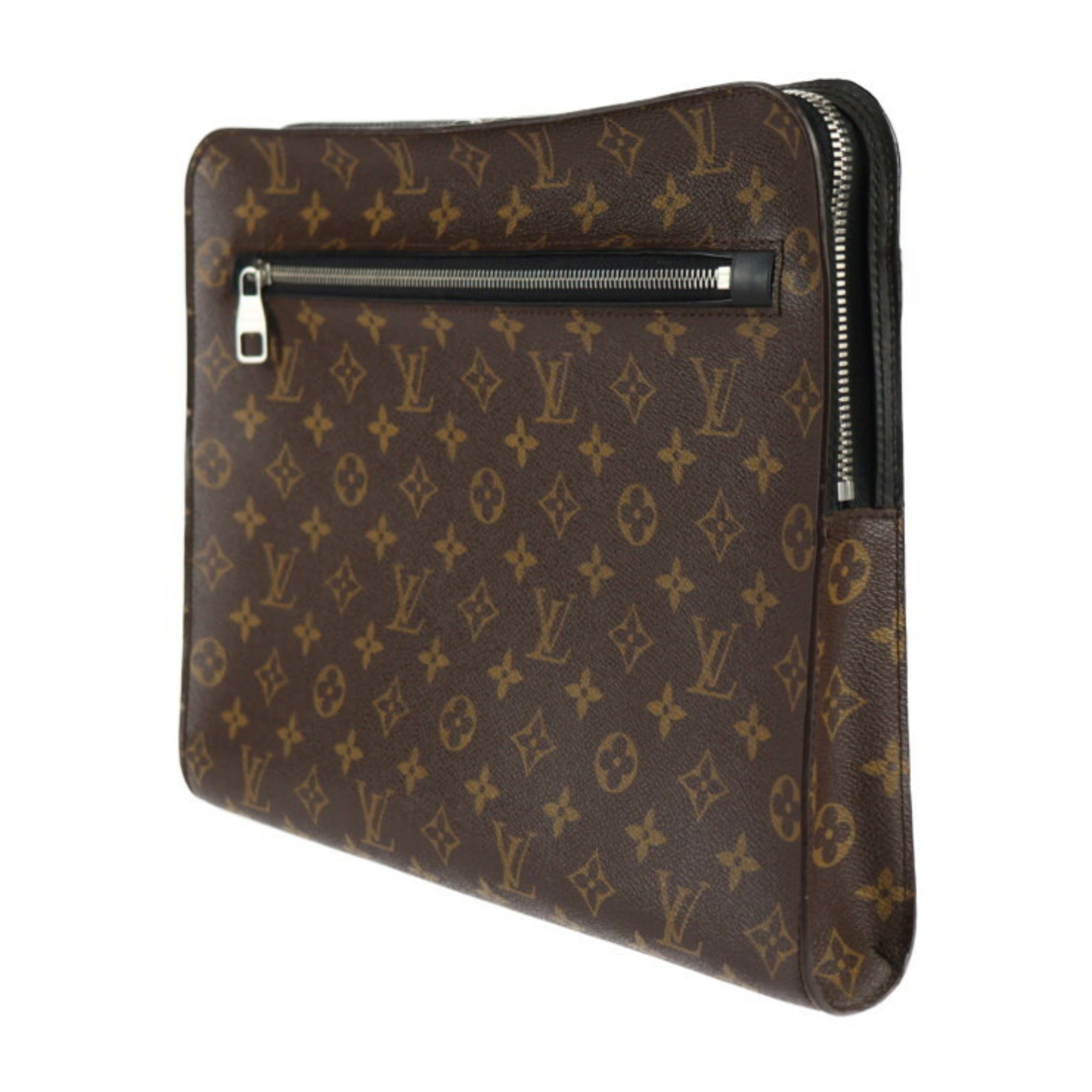 Louis Vuitton Black Brown Pvc Leather Clutch Bag Handbag