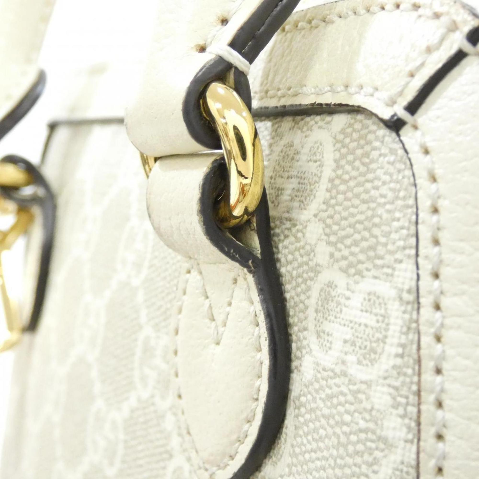 Gucci Horsebit Beige White Gg Supreme Handbag (Pre-Owned)