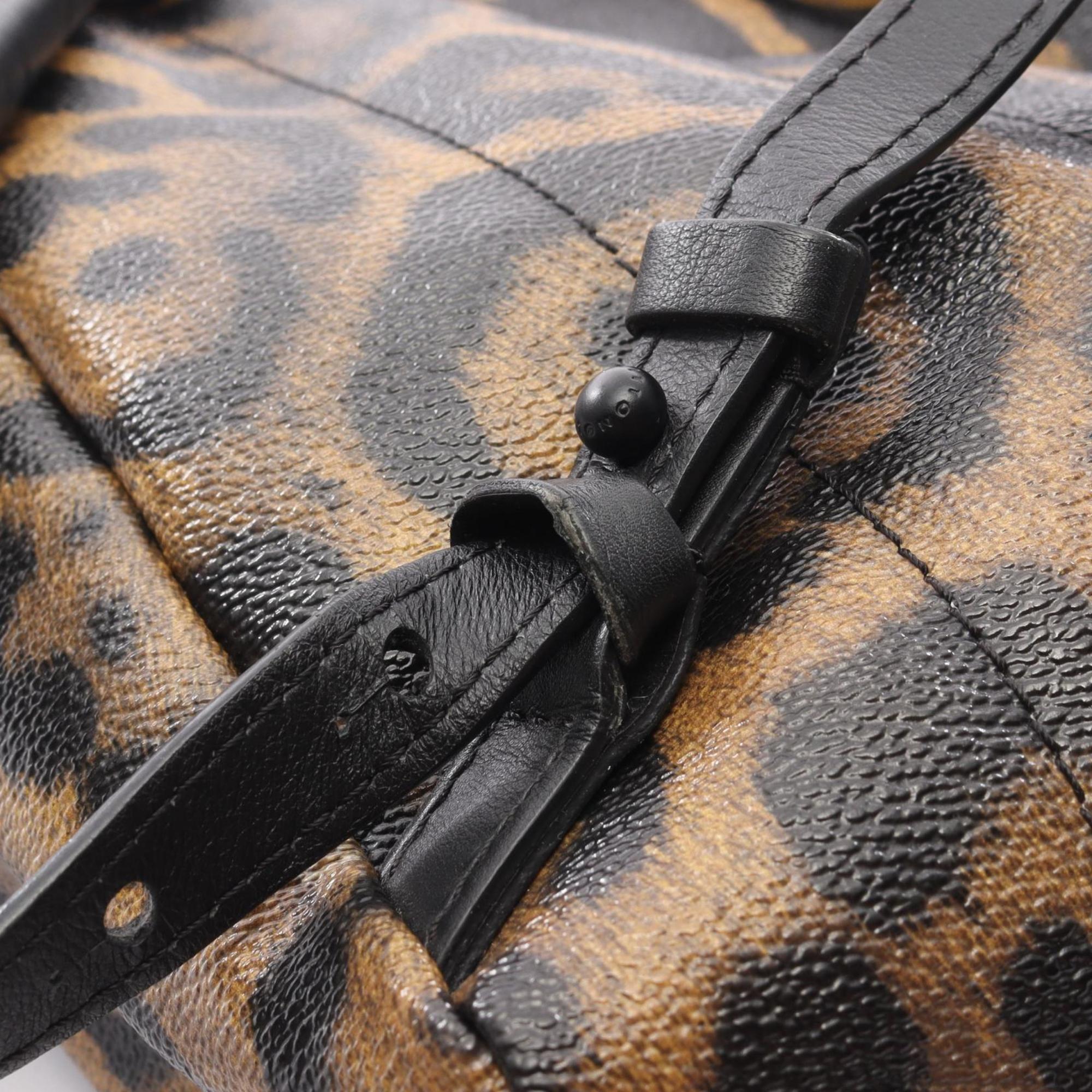 Louis Vuitton Black Brown Coated Canvas Leather Backpack