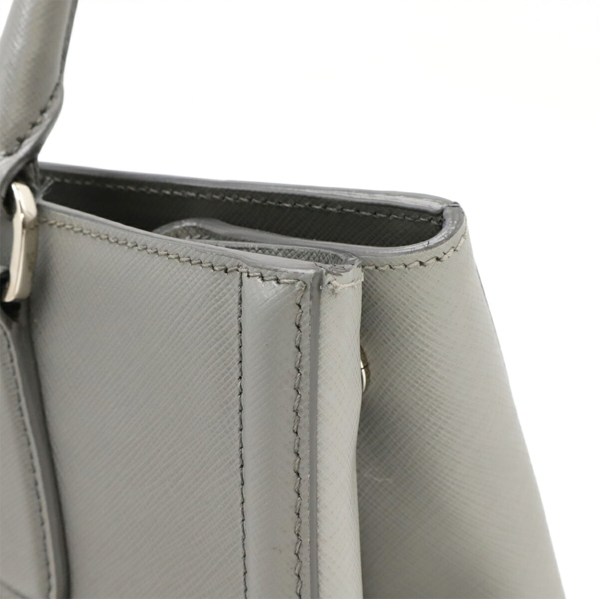 Prada Black Gray Leather Handbag Shoulder Bag
