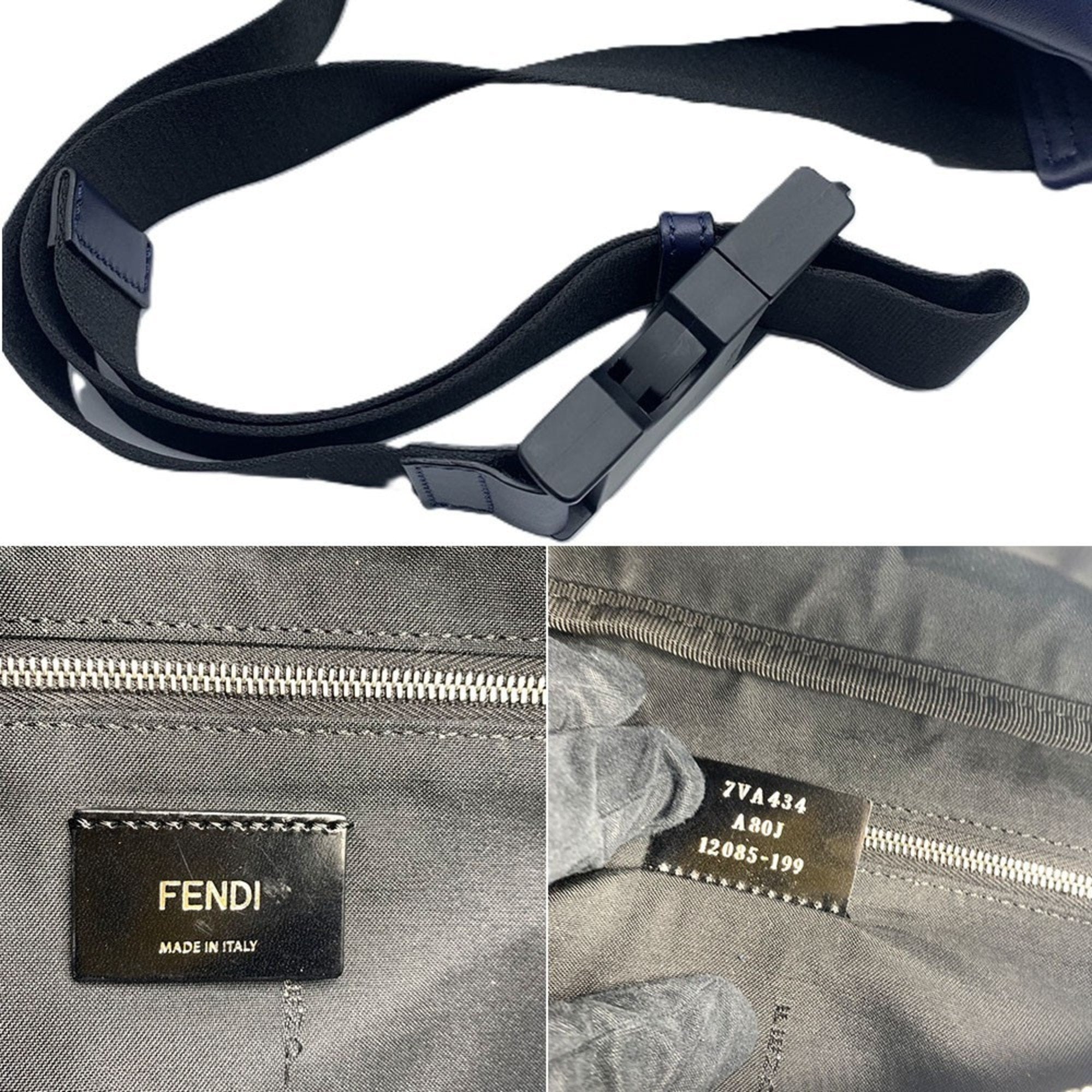 Fendi Navy Leather Fanny Pack