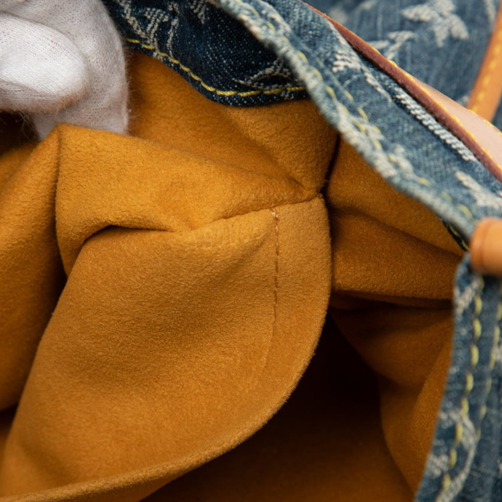 Louis Vuitton Blue Canvas Leather Handbag Tote Bag