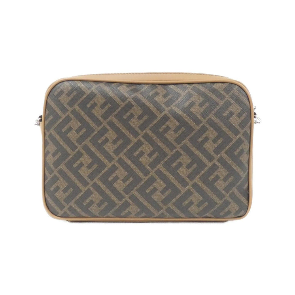 Fendi Sand Coated Canvas Leather Shoulder Bag