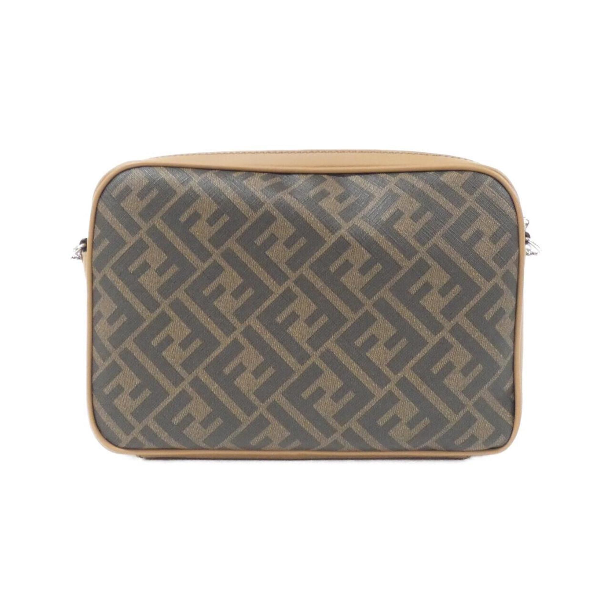 Fendi Sand Coated Canvas Leather Shoulder Bag