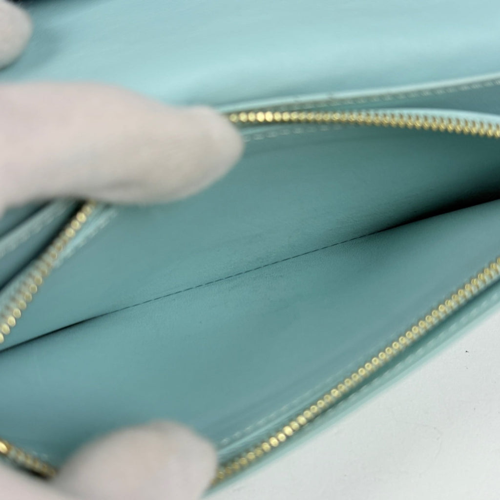 Louis Vuitton Galle Light Blue Leather Long Wallet
