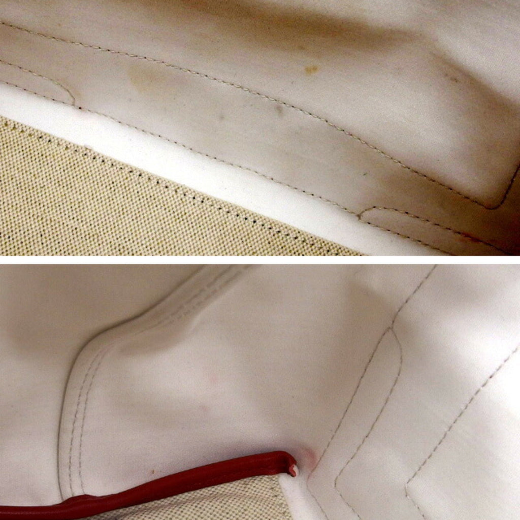 Balenciaga Red Color White Canvas Leather Handbag Tote
