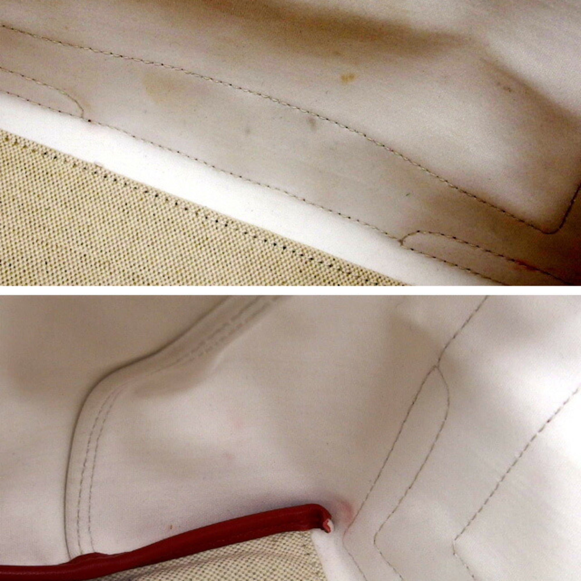 Balenciaga Red Color White Canvas Leather Handbag Tote