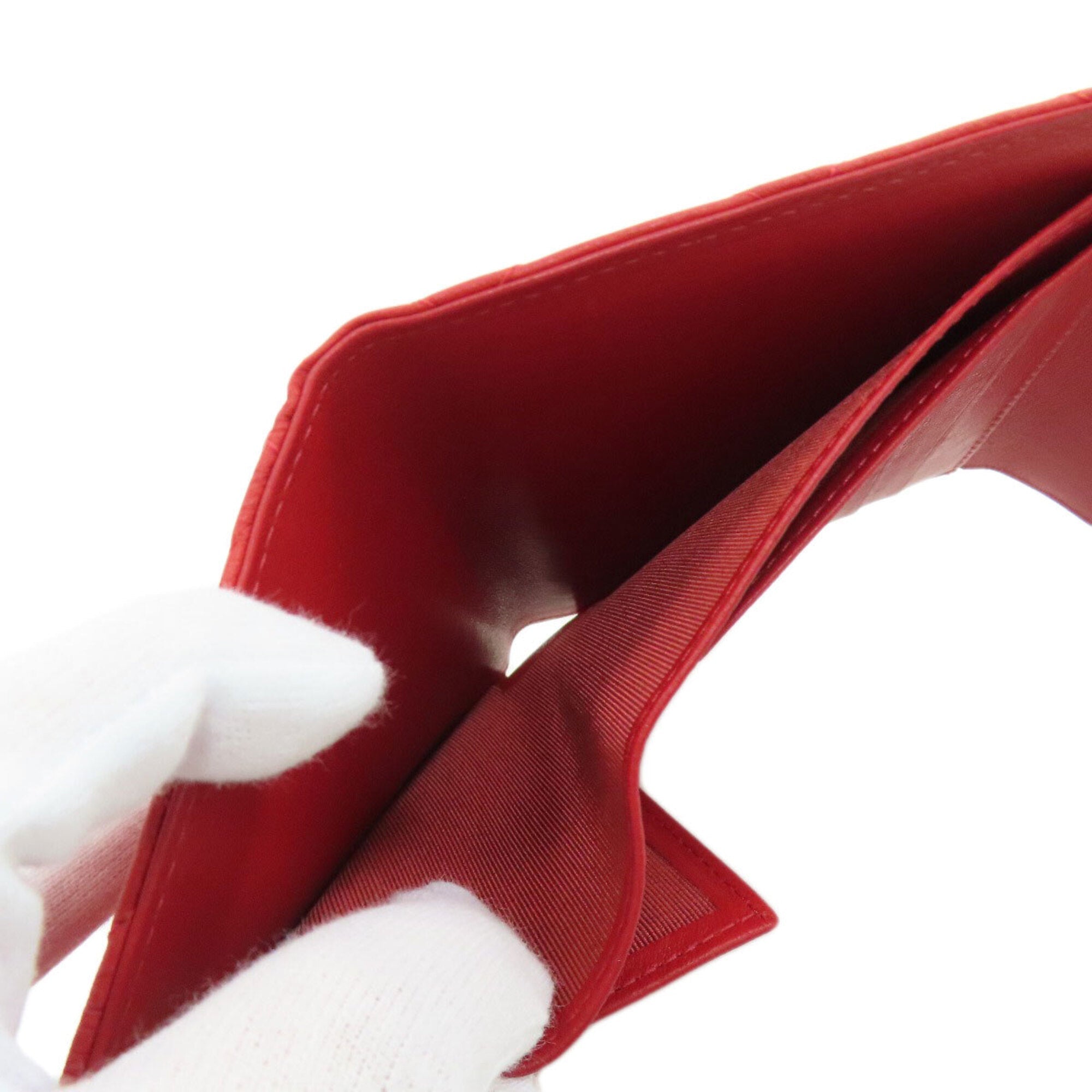 Chanel Red Color Leather Wallet (Bi-Fold)