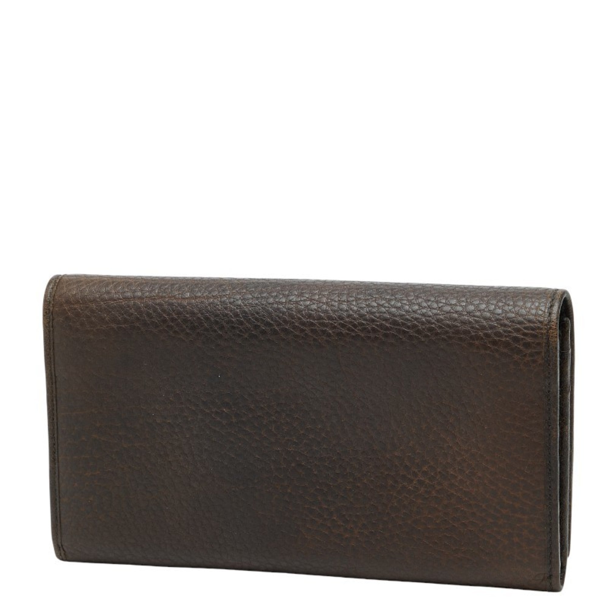 Gucci Brown Leather Long Wallet (Bi-Fold) (Pre-Owned)