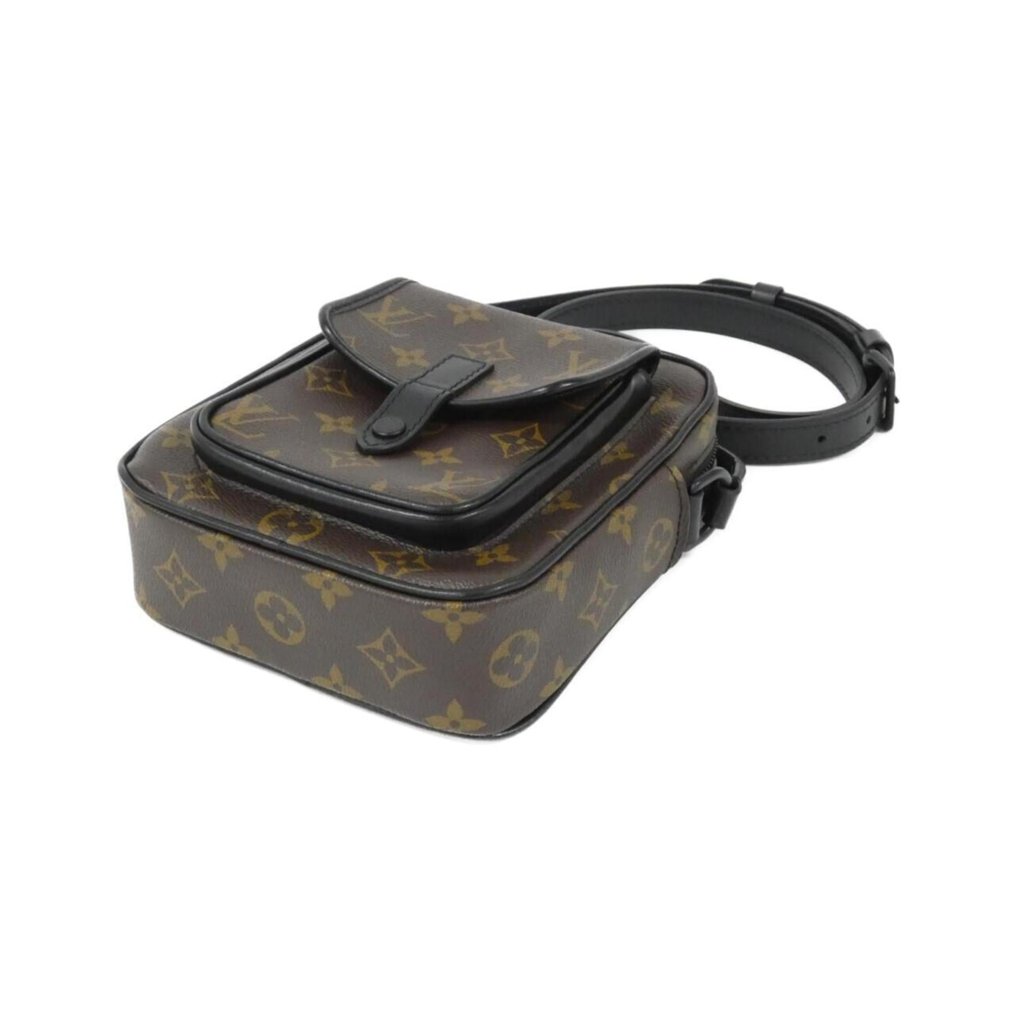 Louis Vuitton Black Brown Coated Canvas Shoulder Bag
