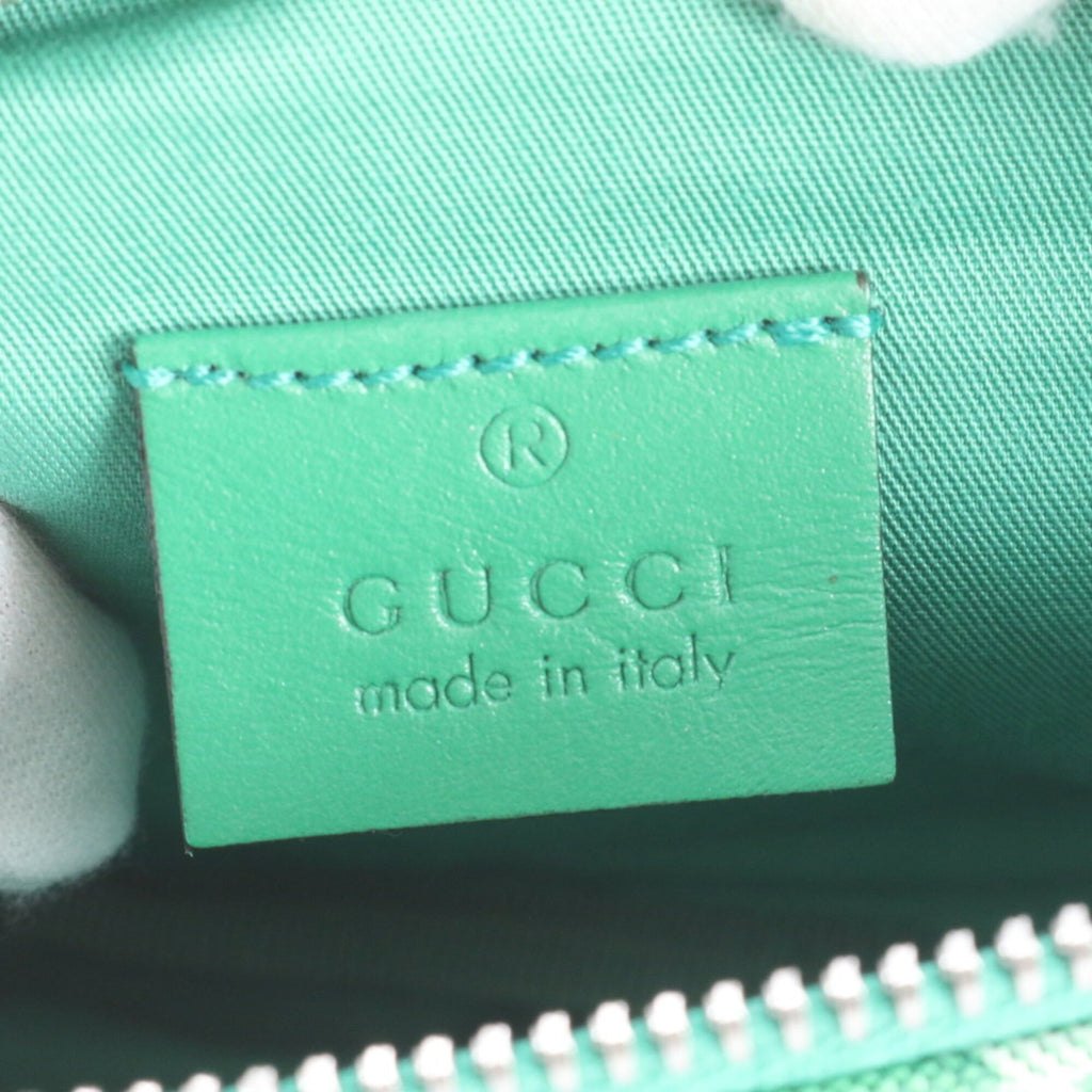 Gucci Green Red Color White Leather Canvas Sling Bag (Pre-Owned)