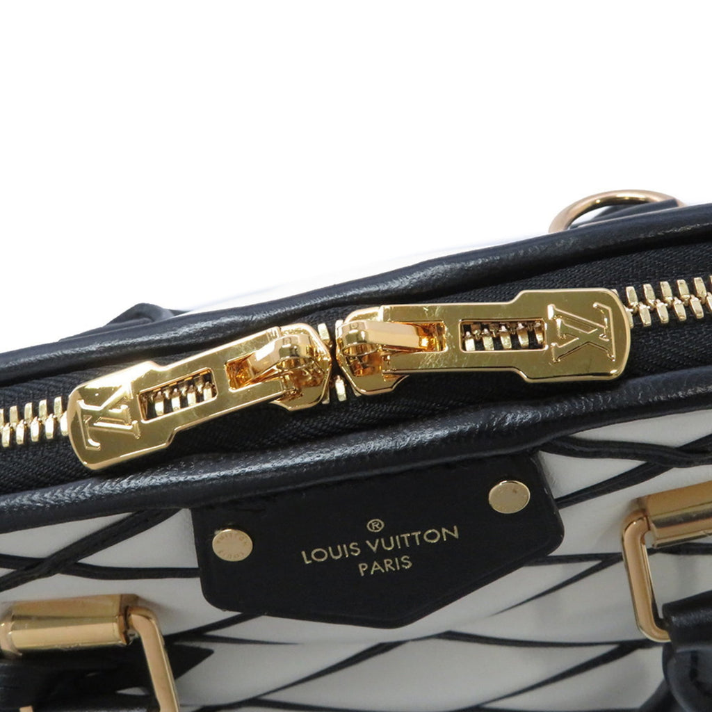Louis Vuitton Black Noir White Leather Handbag Shoulder Bag