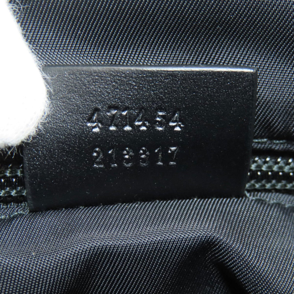 Gucci Sherry Line Black Canvas Leather Shoulder Bag (Pre-Owned)