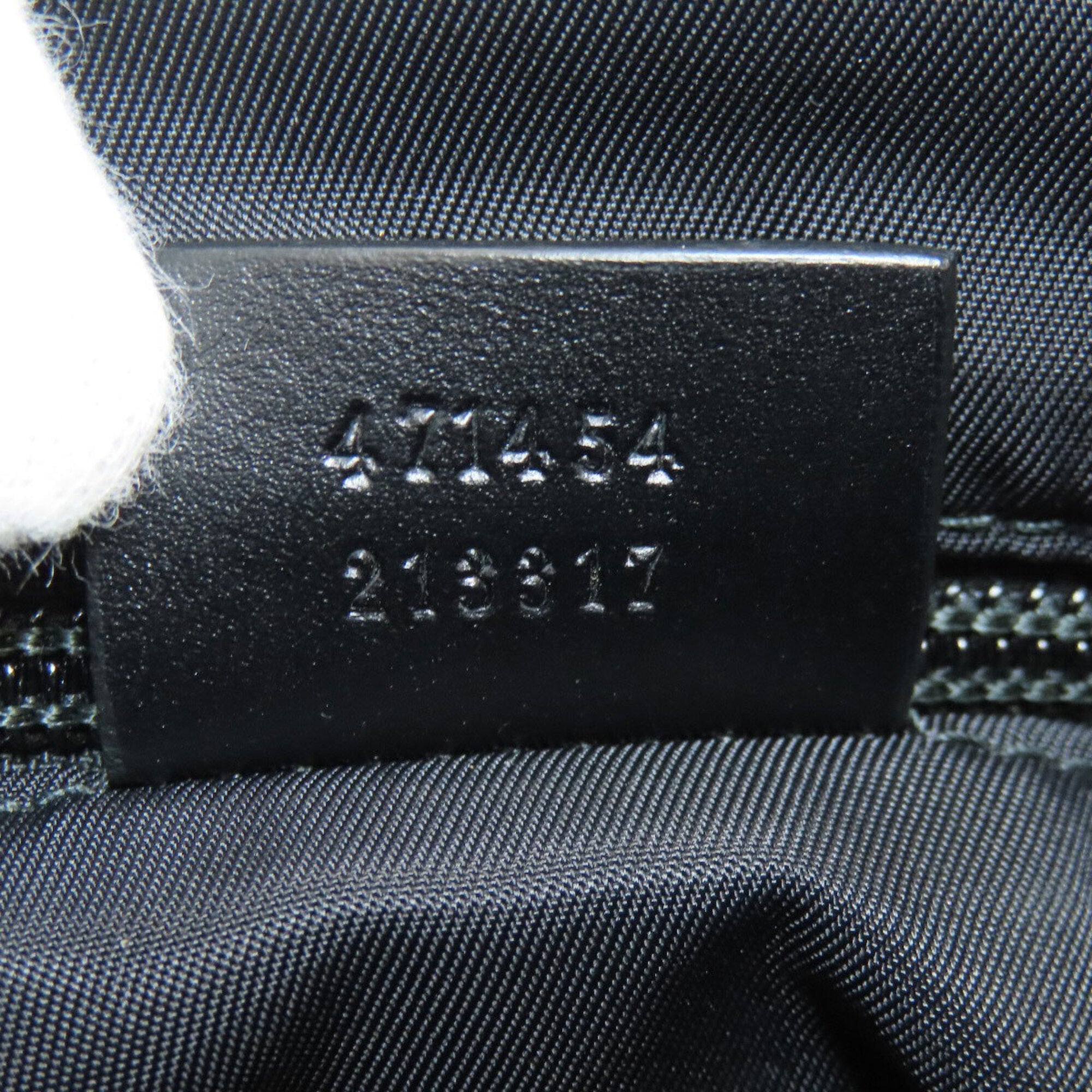 Gucci Sherry Line Black Canvas Leather Shoulder Bag (Pre-Owned)