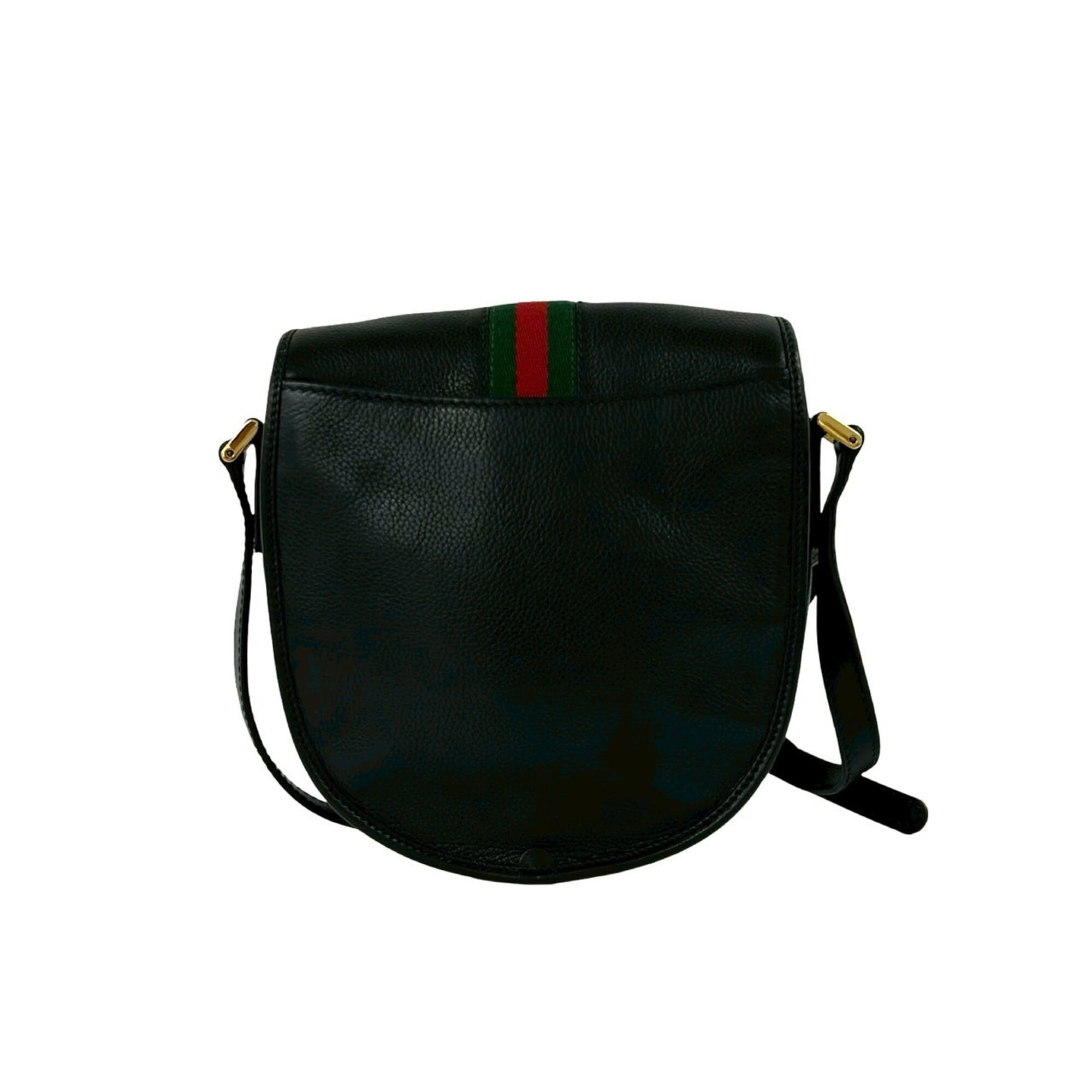 Gucci Black Green Red Color Leather Pochette Shoulder Bag (Pre-Owned)