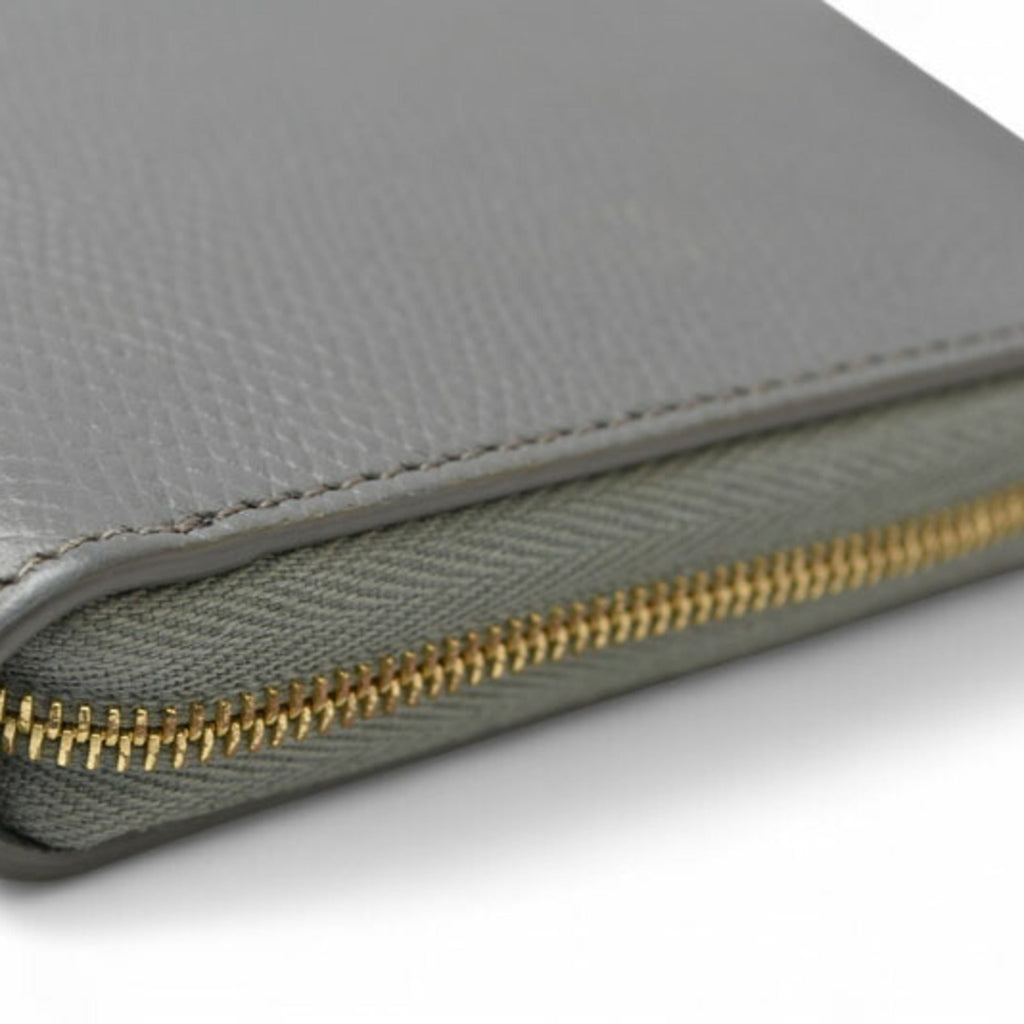 Celine Gray Leather Long Wallet (Bi-Fold)