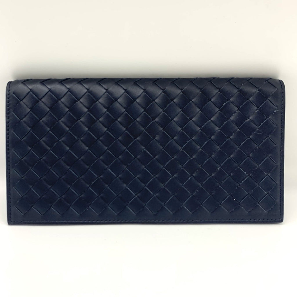 Bottega Veneta Intrecciato Navy Leather Bill Wallet (Bi-Fold)