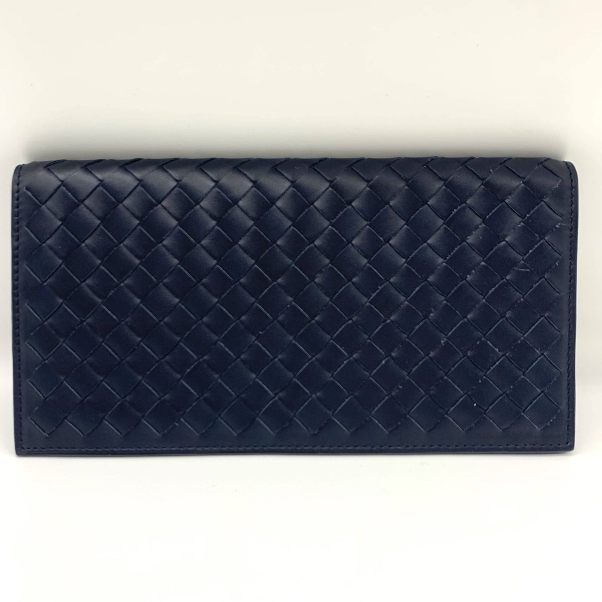 Bottega Veneta Intrecciato Navy Leather Bill Wallet (Bi-Fold)