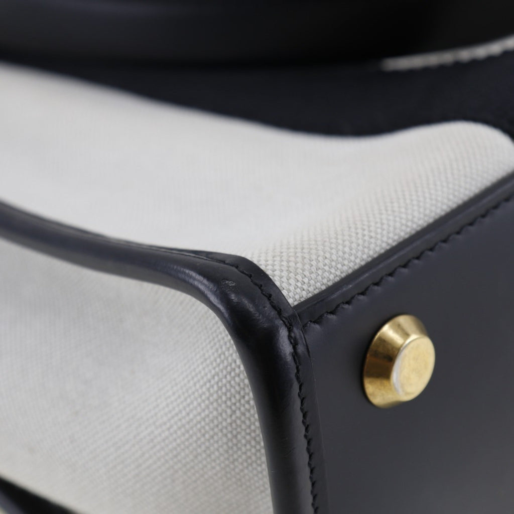 Balenciaga Black White Canvas Pouch Tote