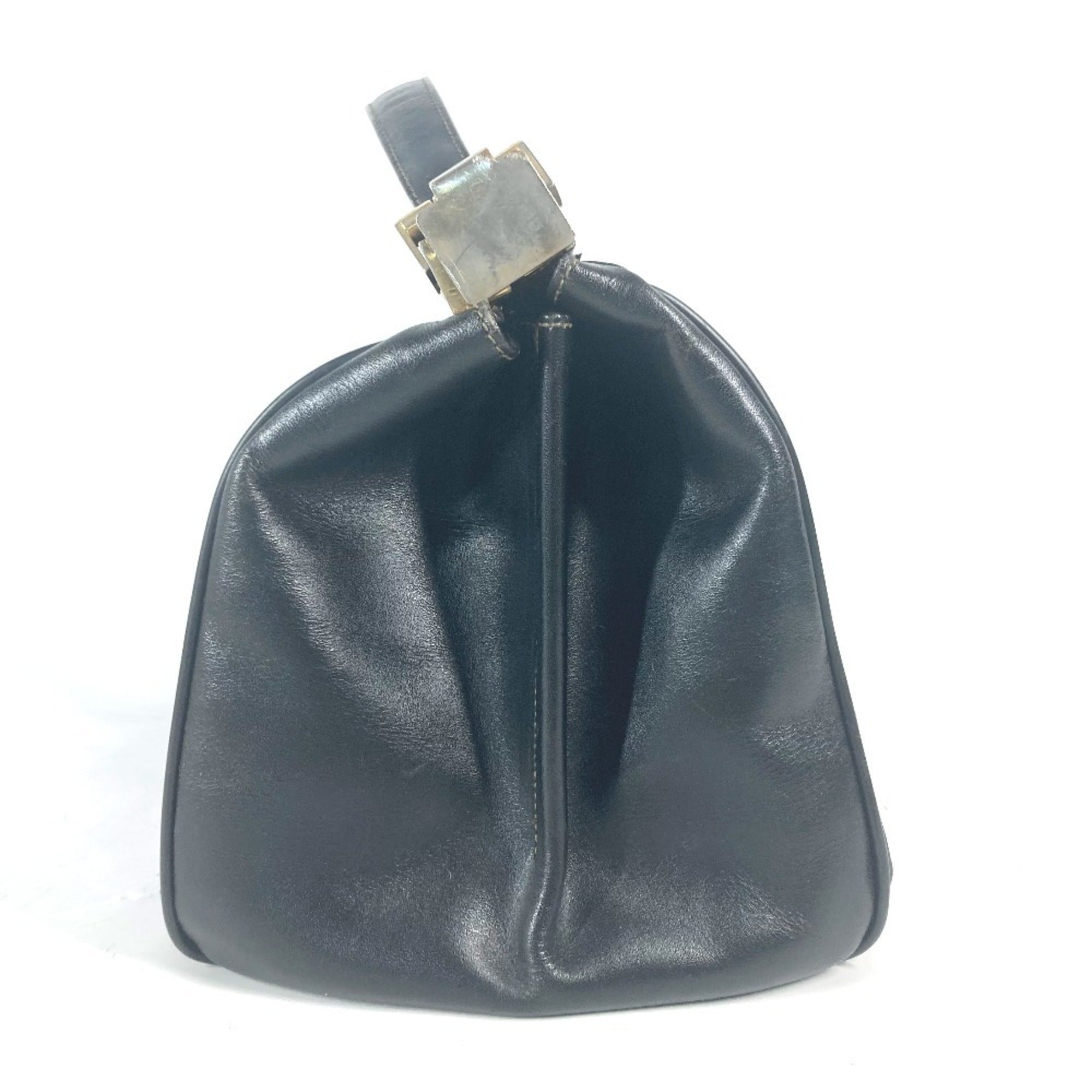 Fendi Pequin Black Leather Pvc Handbag