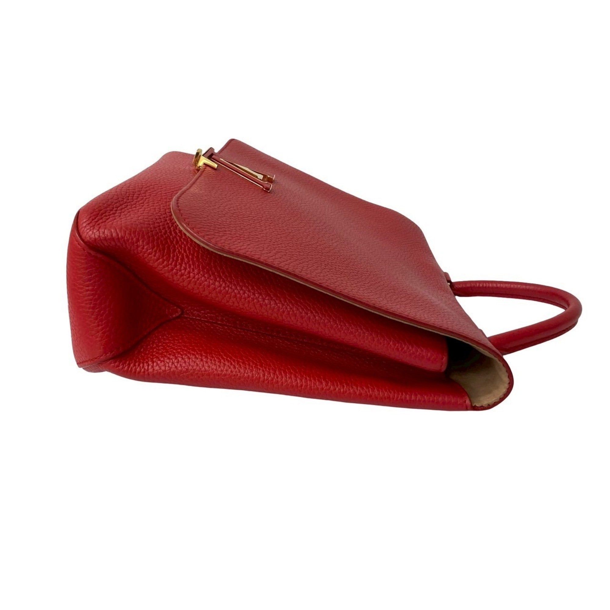 Louis Vuitton Red Color Leather Handbag Shoulder Bag Tote Bag