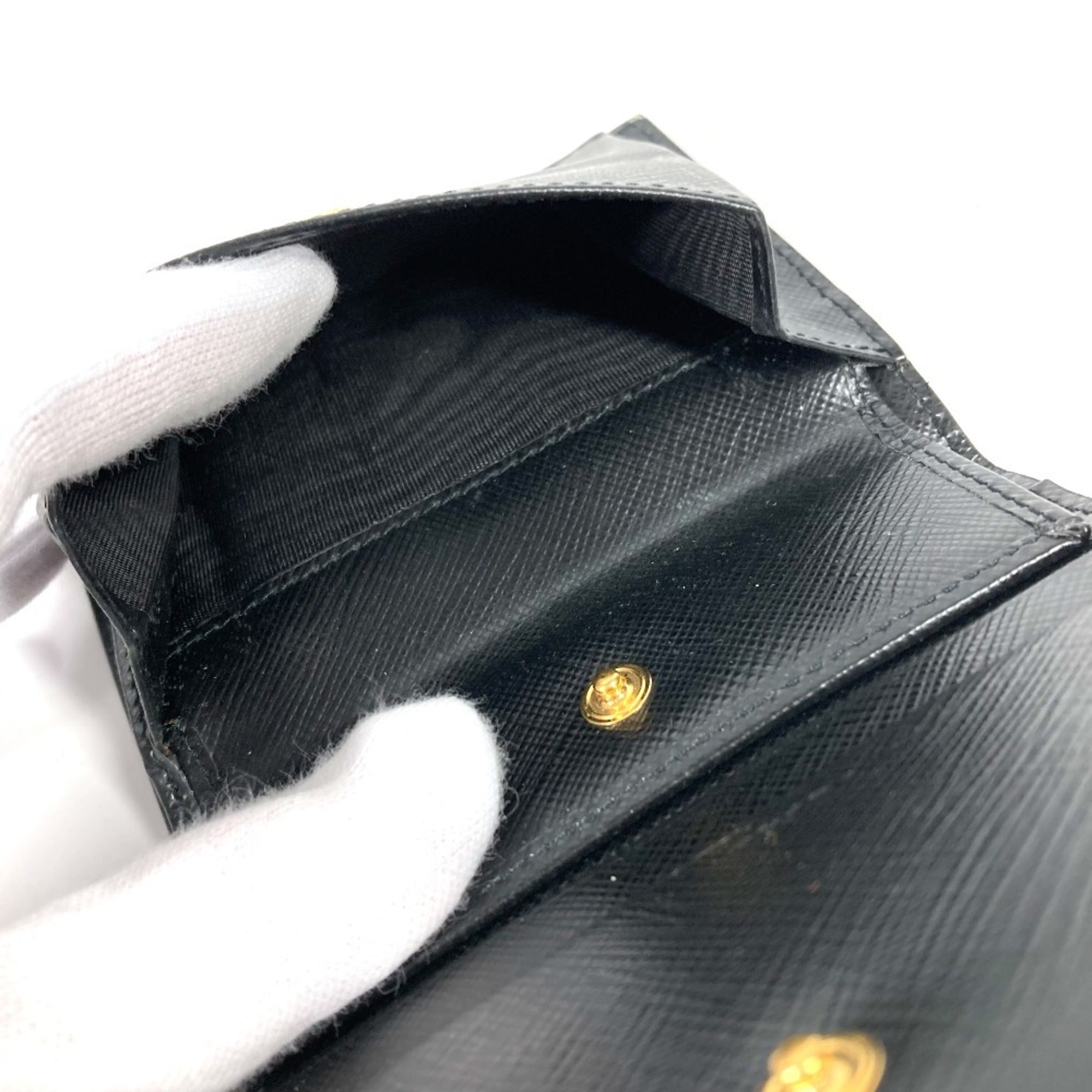 Prada Black White Leather Wallet (Bi-Fold)